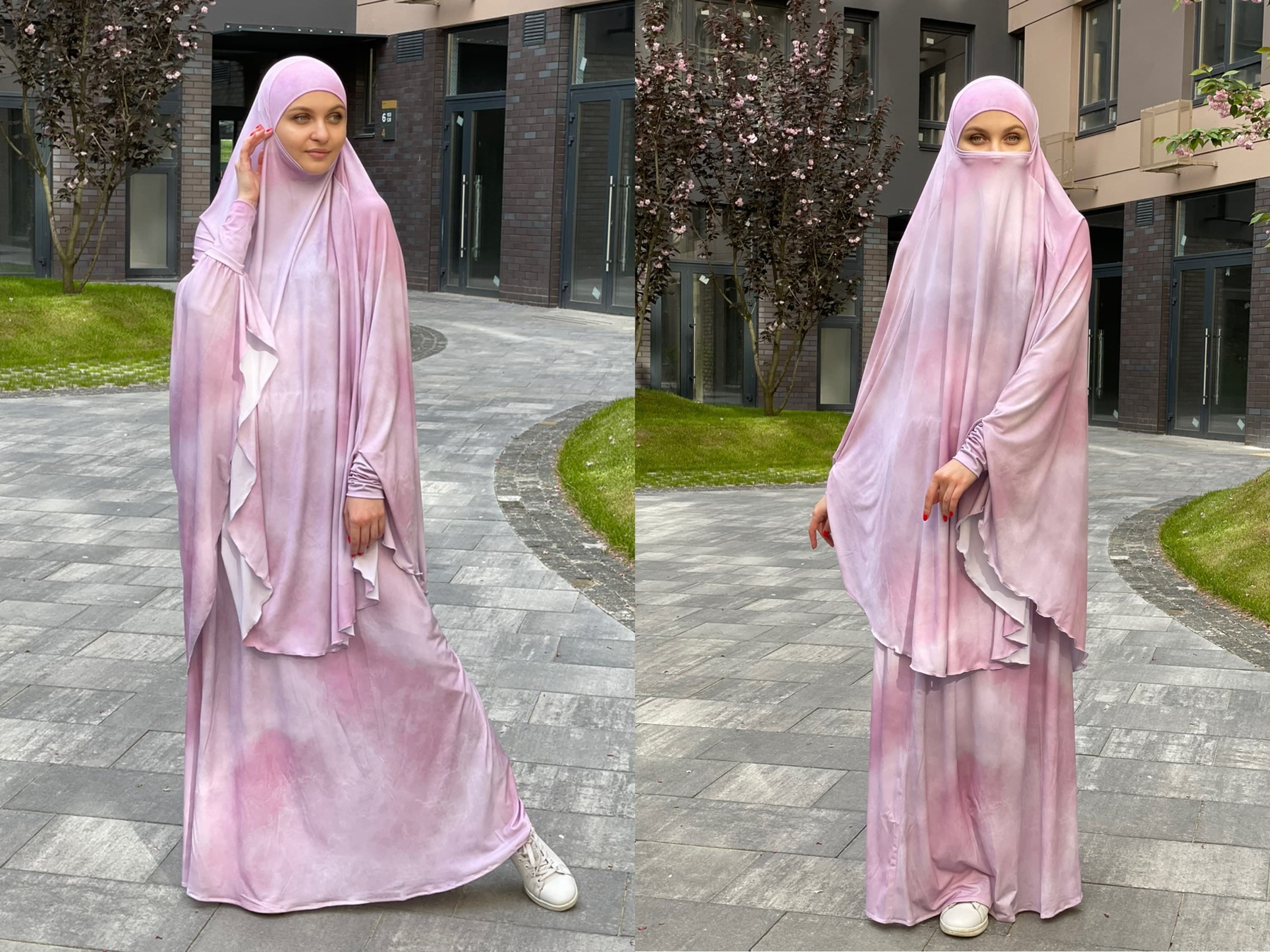 Pink Thai Dai Khimar Niqab Transformer, Elegant Muslim Abaya - image 3