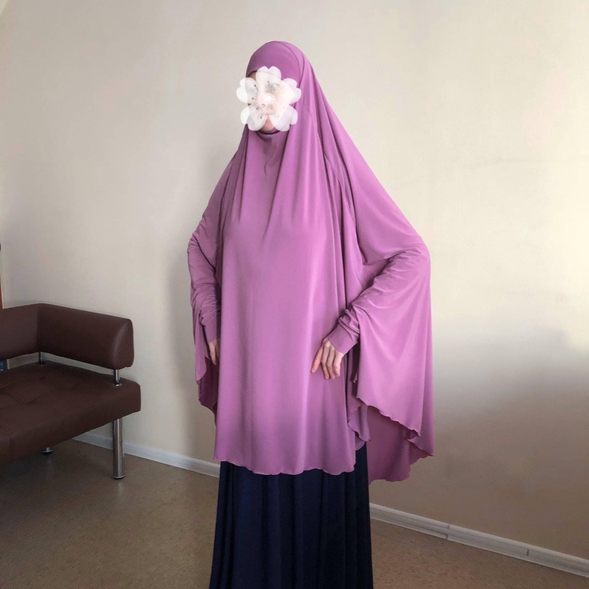 Lilac Jersey Khimar, Transformer Niqab Hijab, Prayer Scarf
