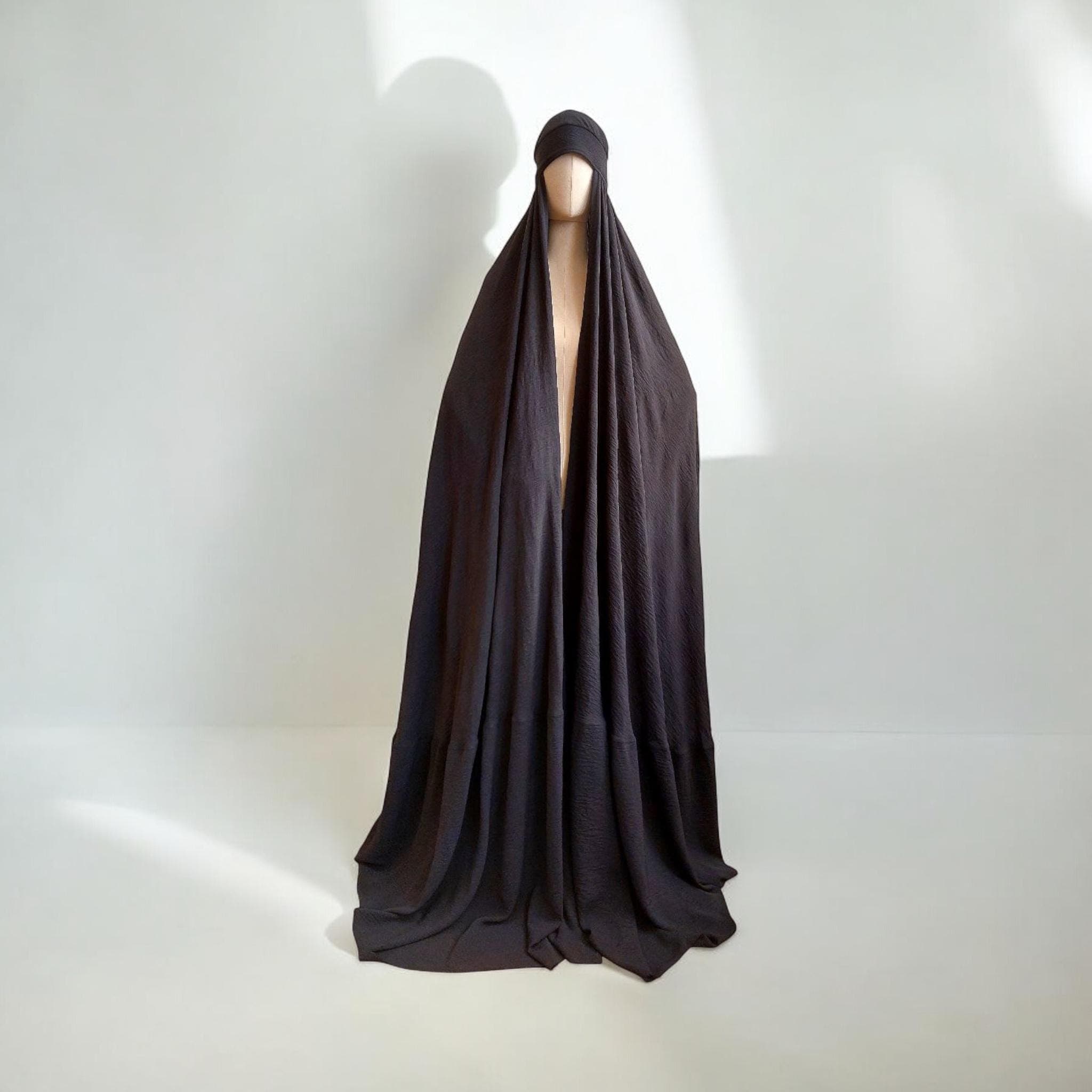 Elegant Black Crepe Burka , Luxurious Wrap maxi cape, mantle