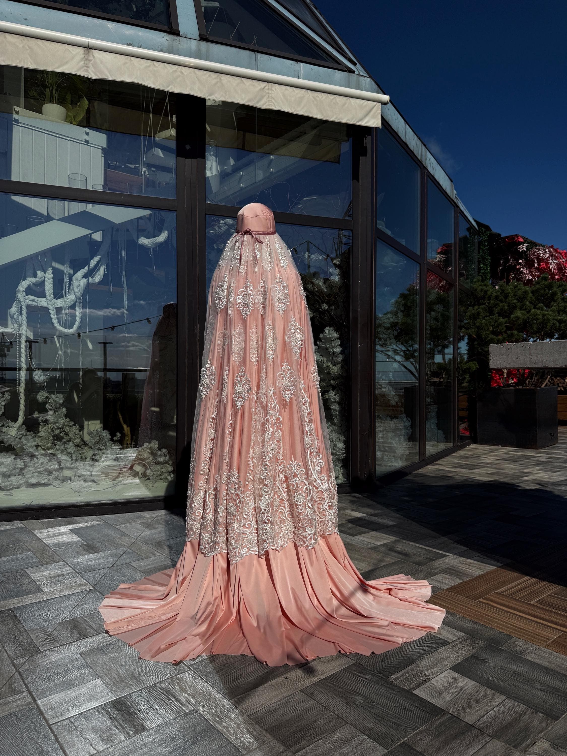 Lace Afghan Burqa Dress, Silk Effect Islamic Jilbab, Modest Wedding Outfit - image 5