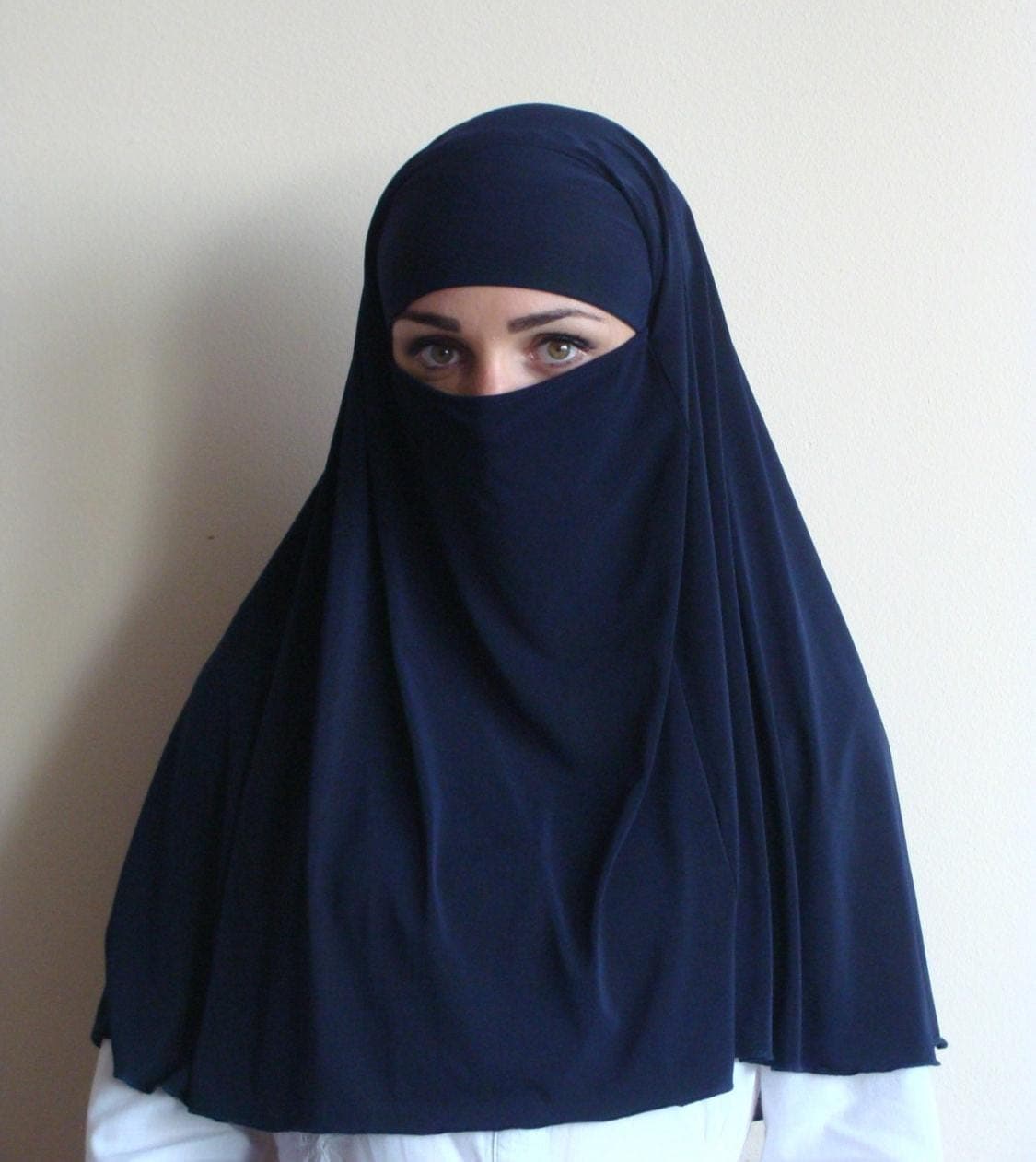 Dark Blue Jersey Transformer Hijab Niqab, Ready To Wear