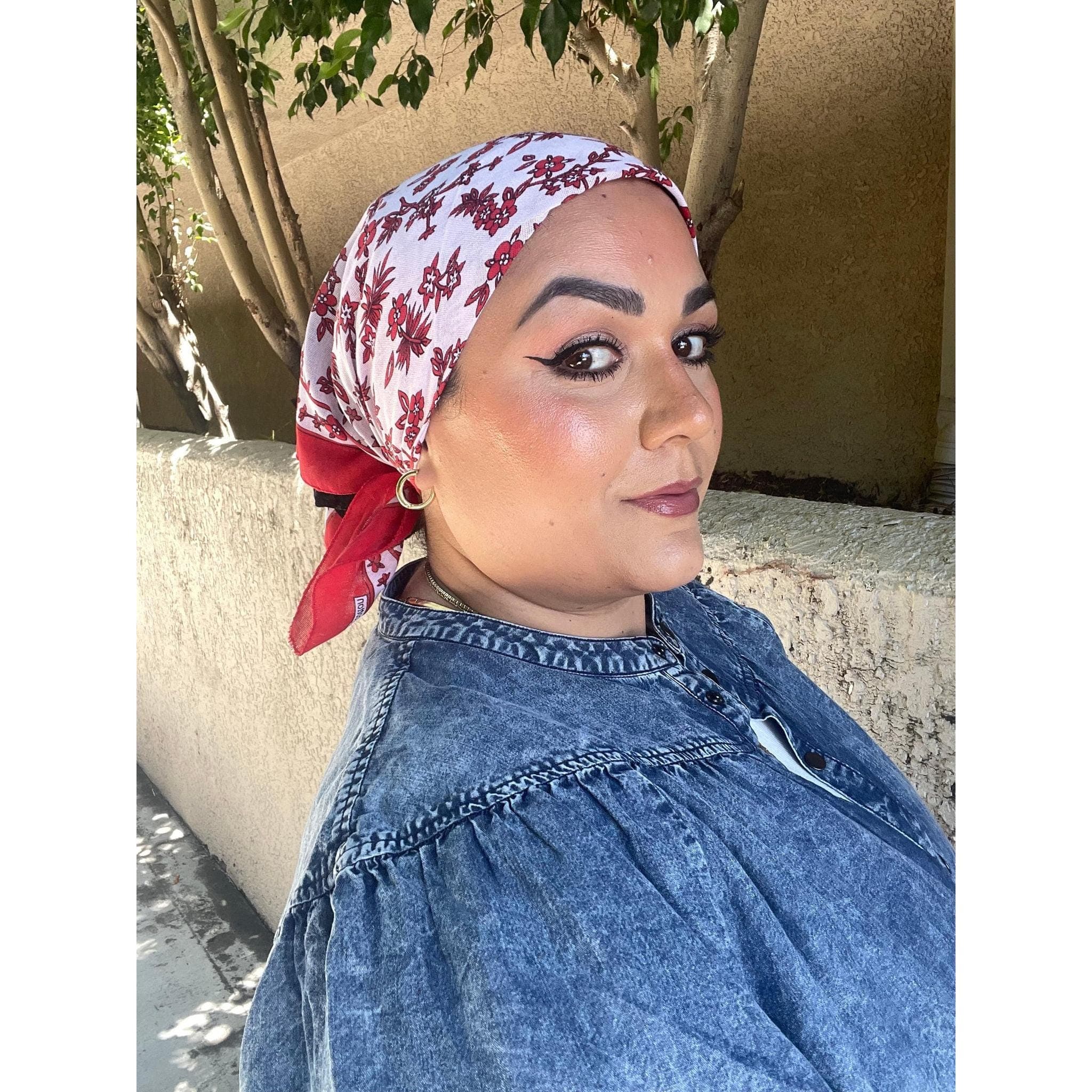 Wildflower Bandana Print Squares - Red/White-Squares-The Little Tichel Lady
