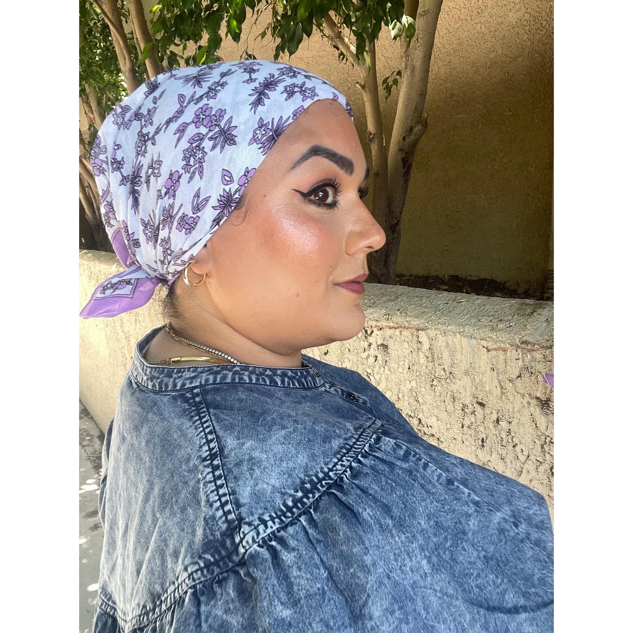 Wildflower Bandana Print Squares - Lavender/White-Squares-The Little Tichel Lady
