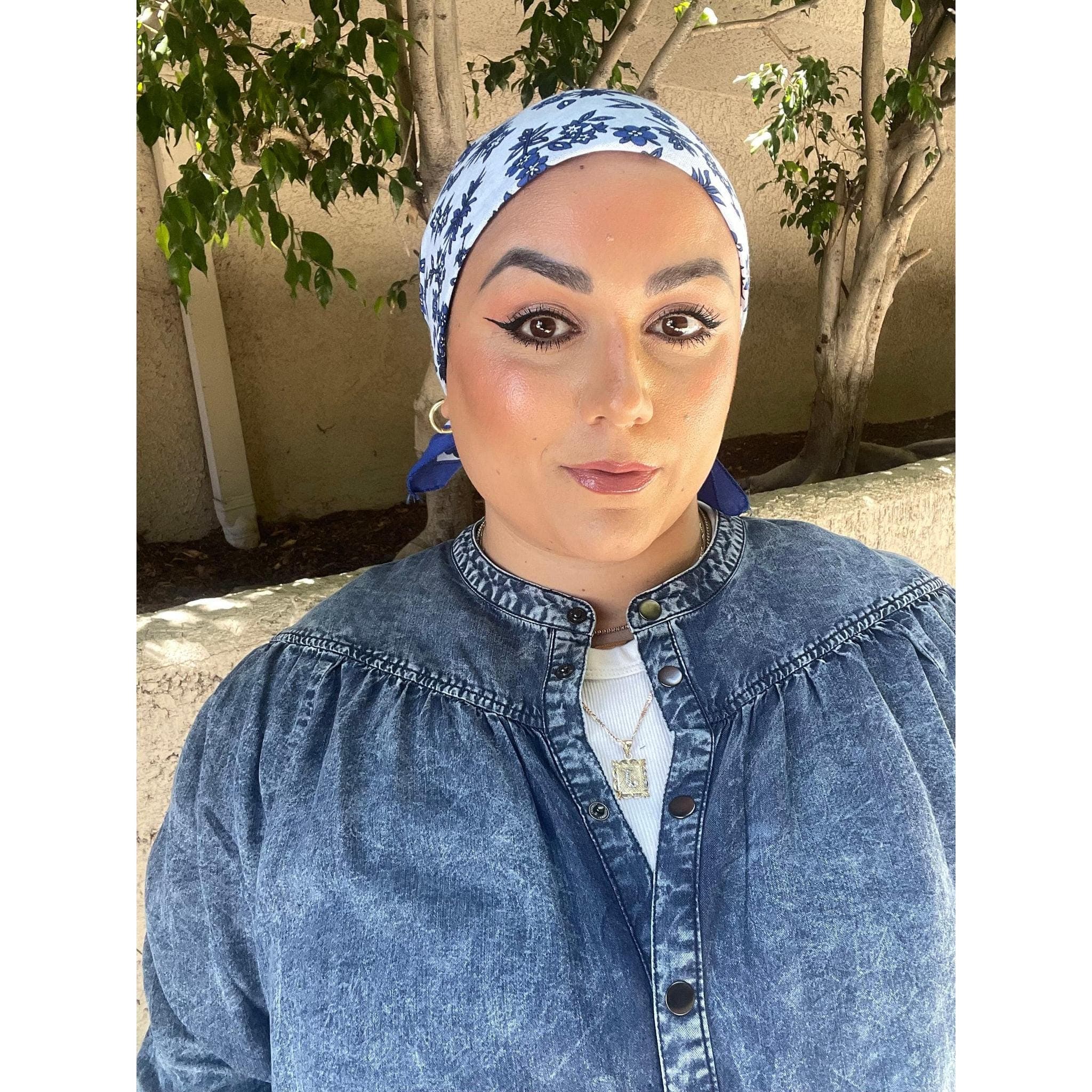 Wildflower Bandana Print Squares - Blue/Sky Blue-Squares-The Little Tichel Lady
