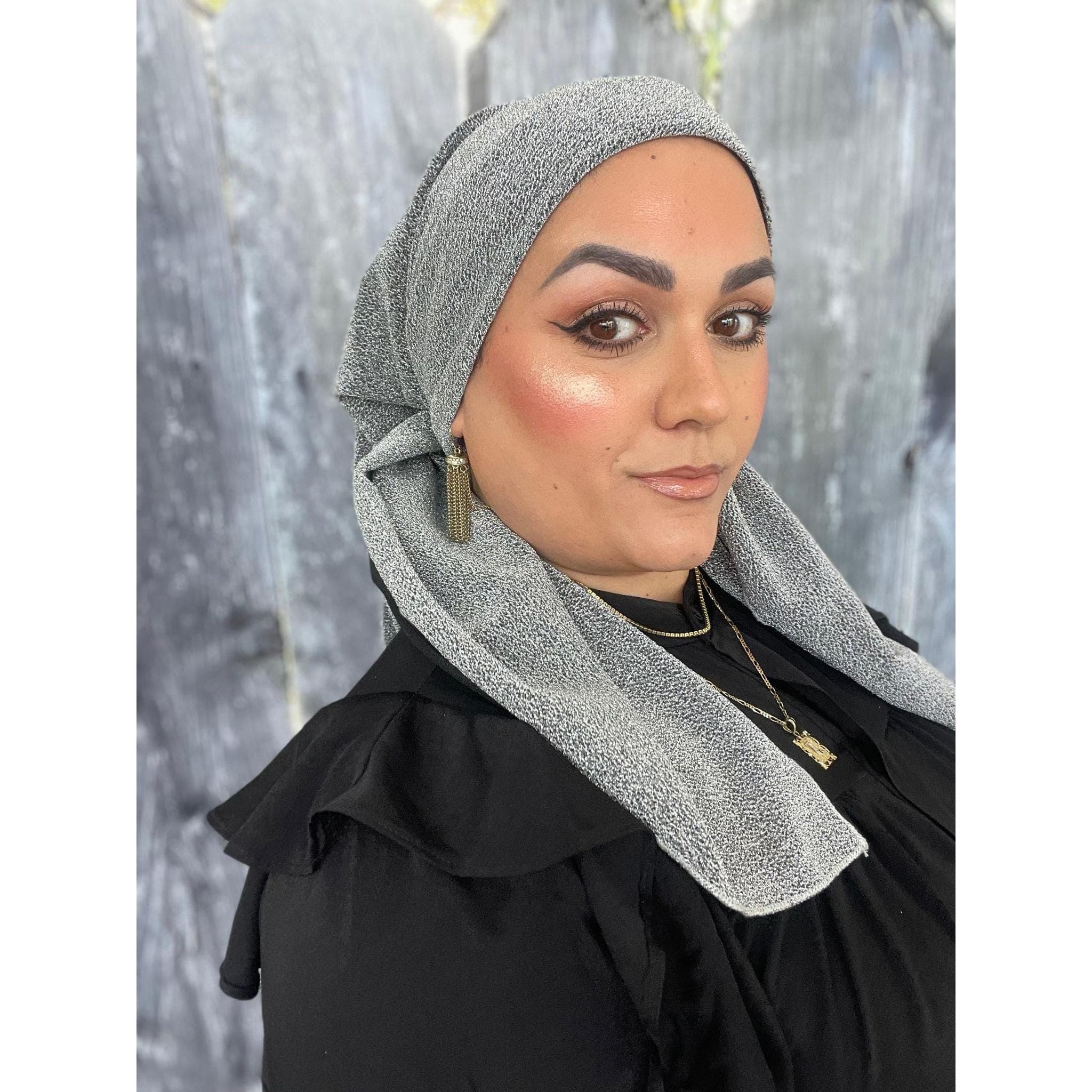Elegant Stretchy Shimmery Square - Silver-Squares-The Little Tichel Lady