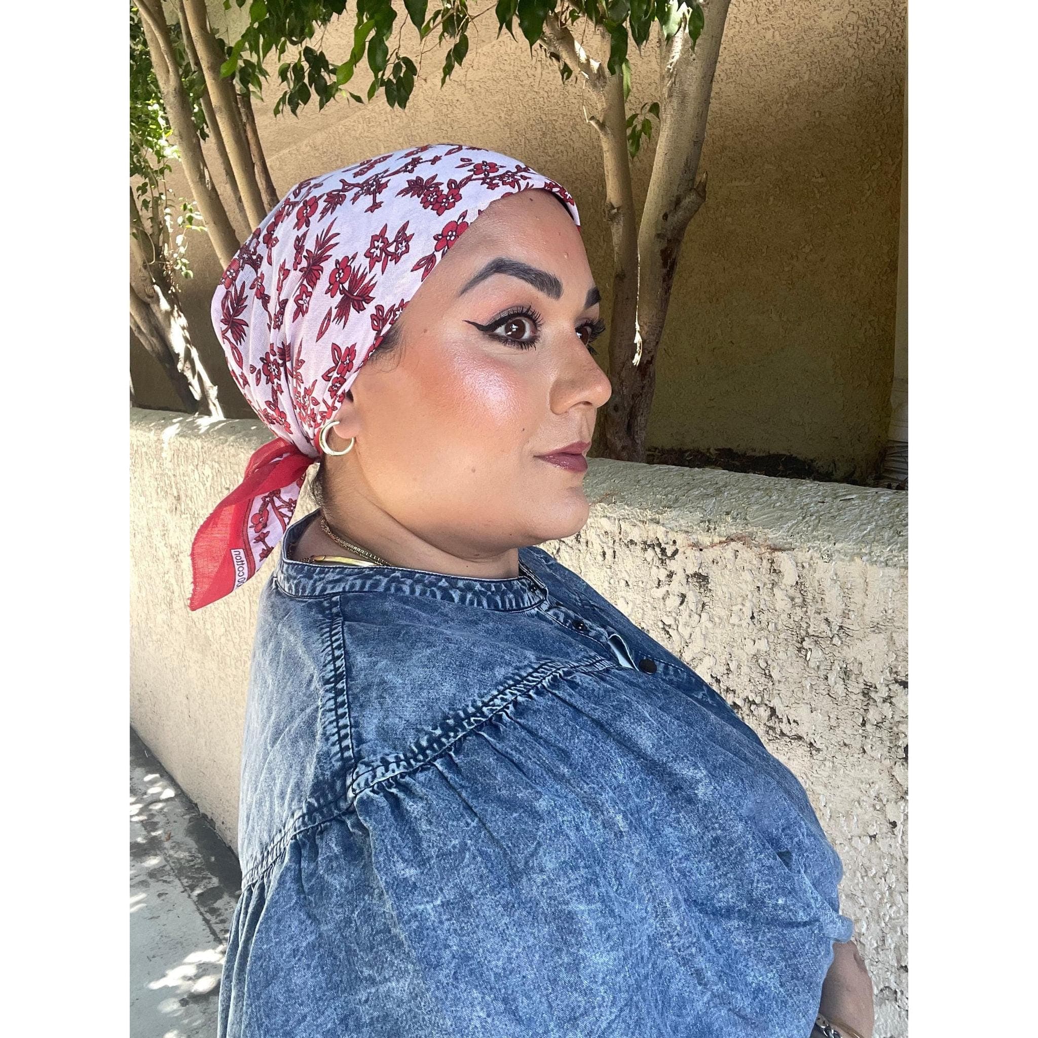 Wildflower Bandana Print Squares - Red/White-Squares-The Little Tichel Lady