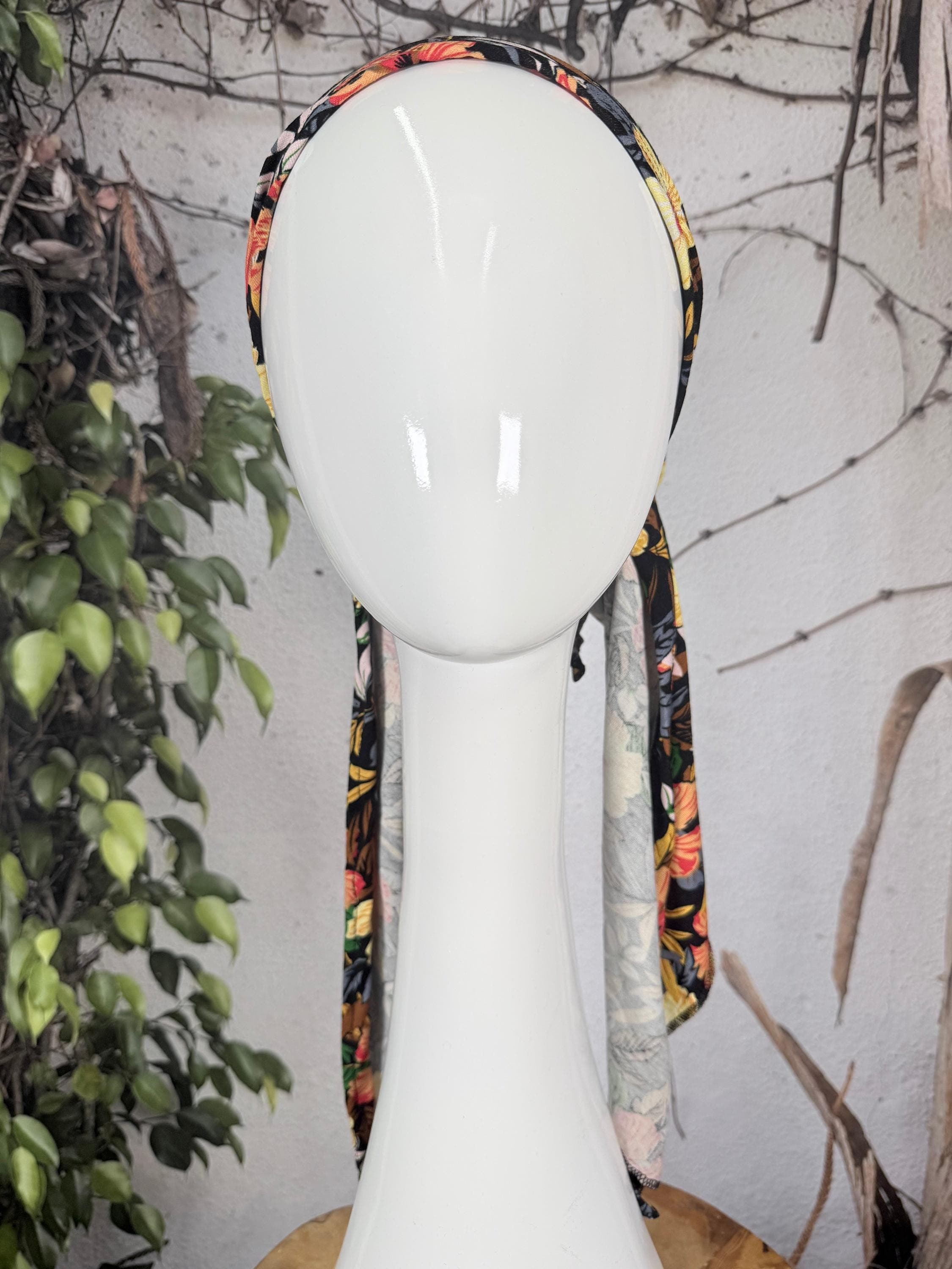 Stretchy Pretied Tichel - Black Floral-pretieds-The Little Tichel Lady