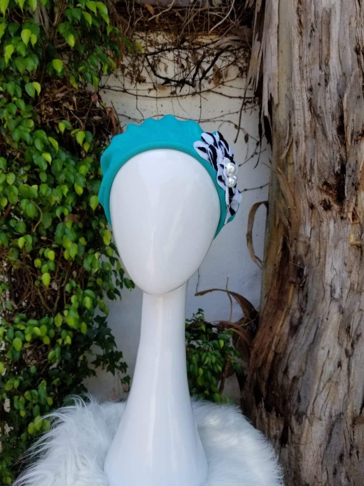 Embellished Cotton Beret - Small, Turqoise Tichel Mitpachat Scarf Jewish Hijab Alopecia Hair Head Covering Sinar Beret Hat Wrap Turban - image 4