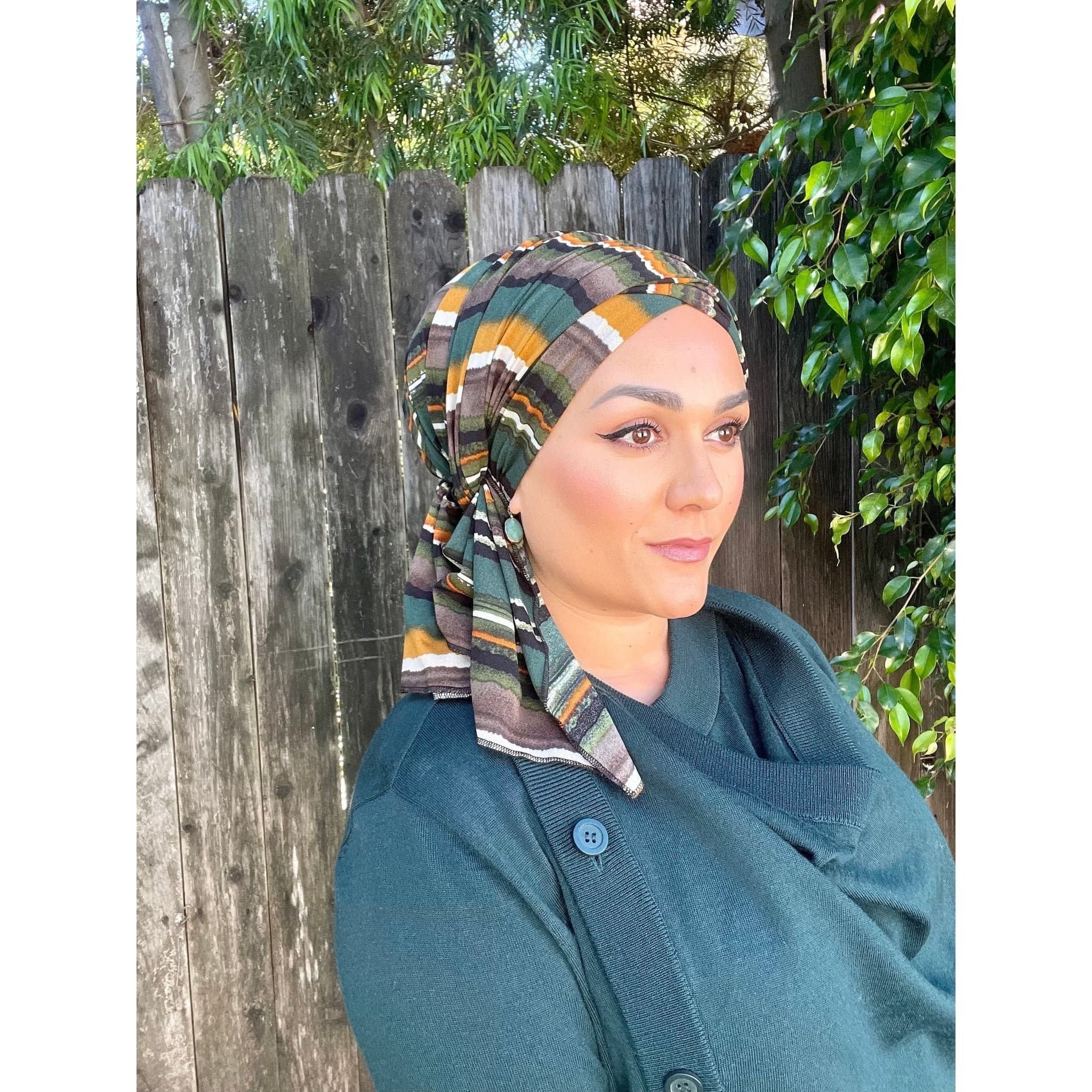 Striped Delight Headwrap - Green/Neutral Blend - image 3