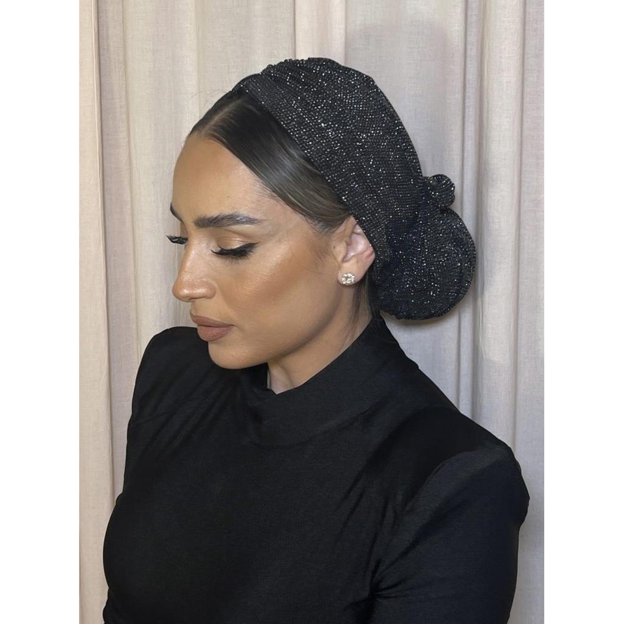 Avigail Lahiani - Slip-on & tie, Black Silver Glitter-Specialty Items-The Little Tichel Lady