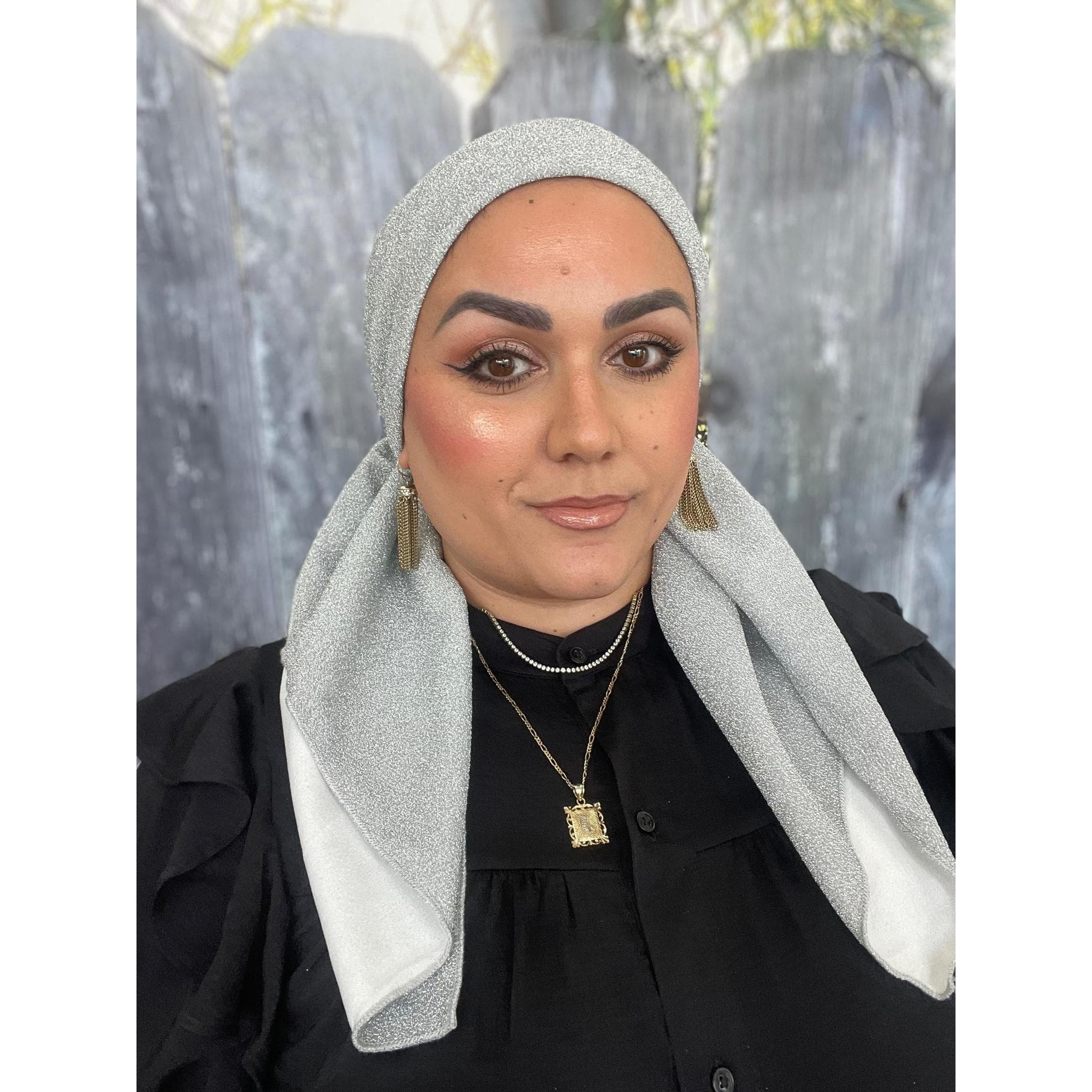 Elegant Stretchy Shimmery Square Scarf for Women, Crystal, Fancy Bandana Head Cover, Chemo Headwear, Cancer Gift Square Hijab Tichel Lady