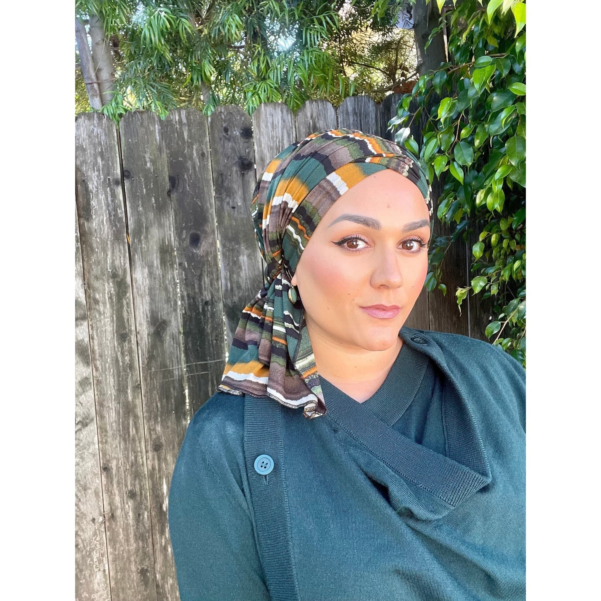 Striped Delight Headwrap - Green/Neutral Blend
