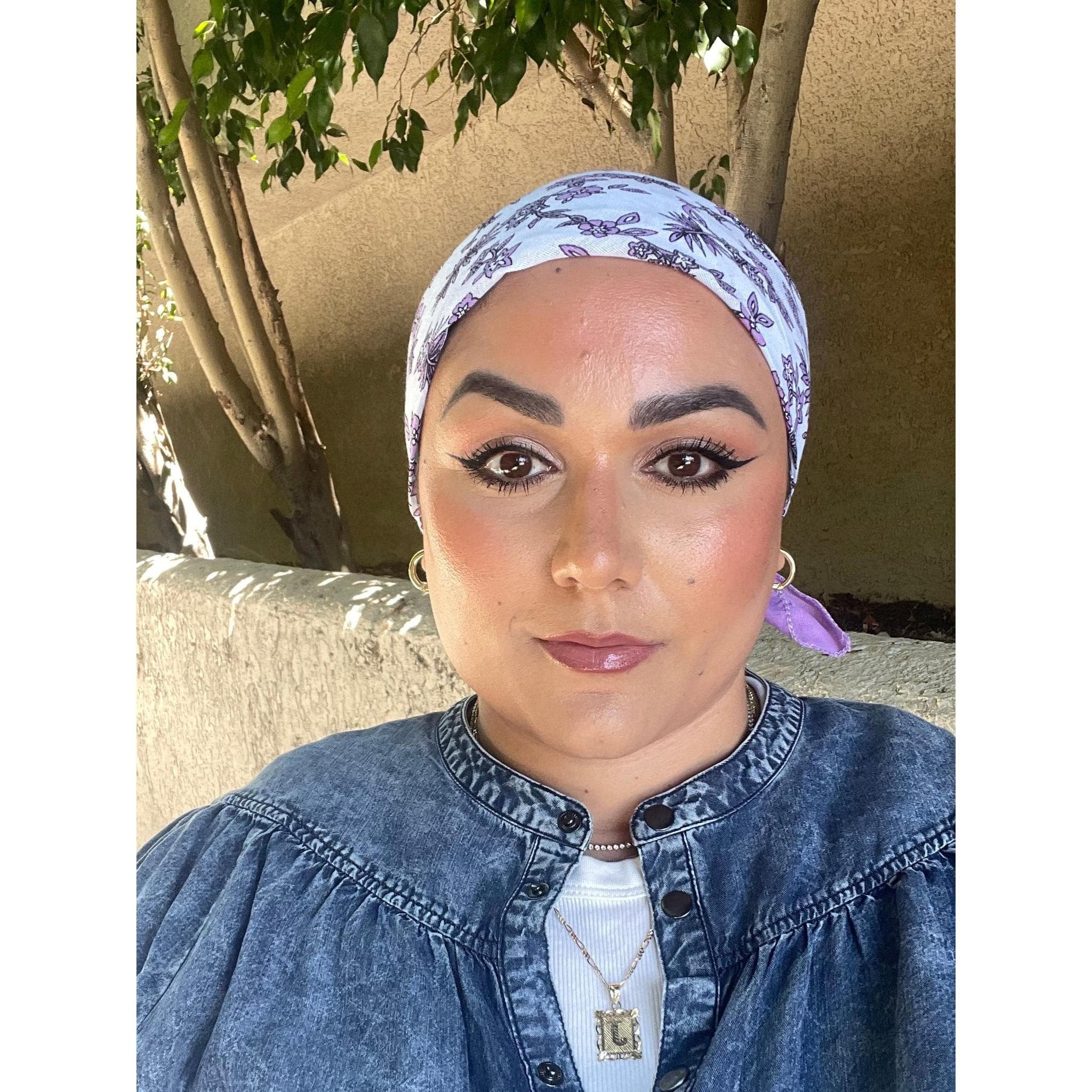 Wildflower Bandana Print Square Cotton Head Scarf for Women, 20”, Lavender/White, Chemo Headwear, Lightweight Head Covering, Tichel Lady