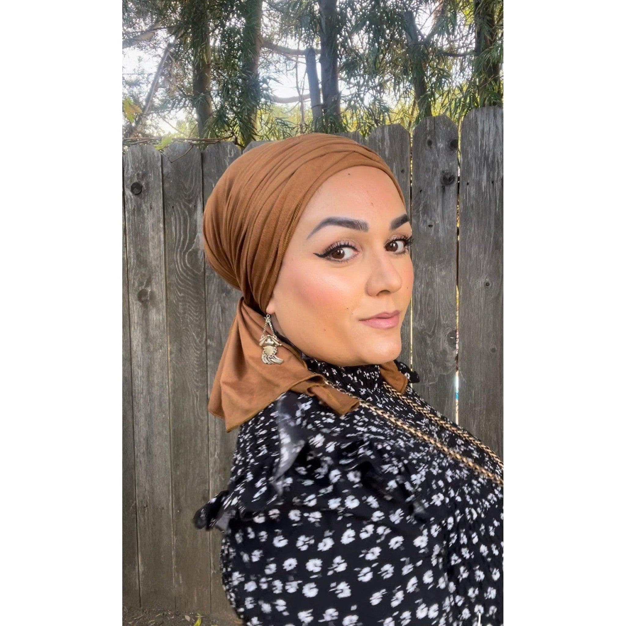 Faux Suede Stretchy Head Wrap - Sable-Long Wrap-The Little Tichel Lady