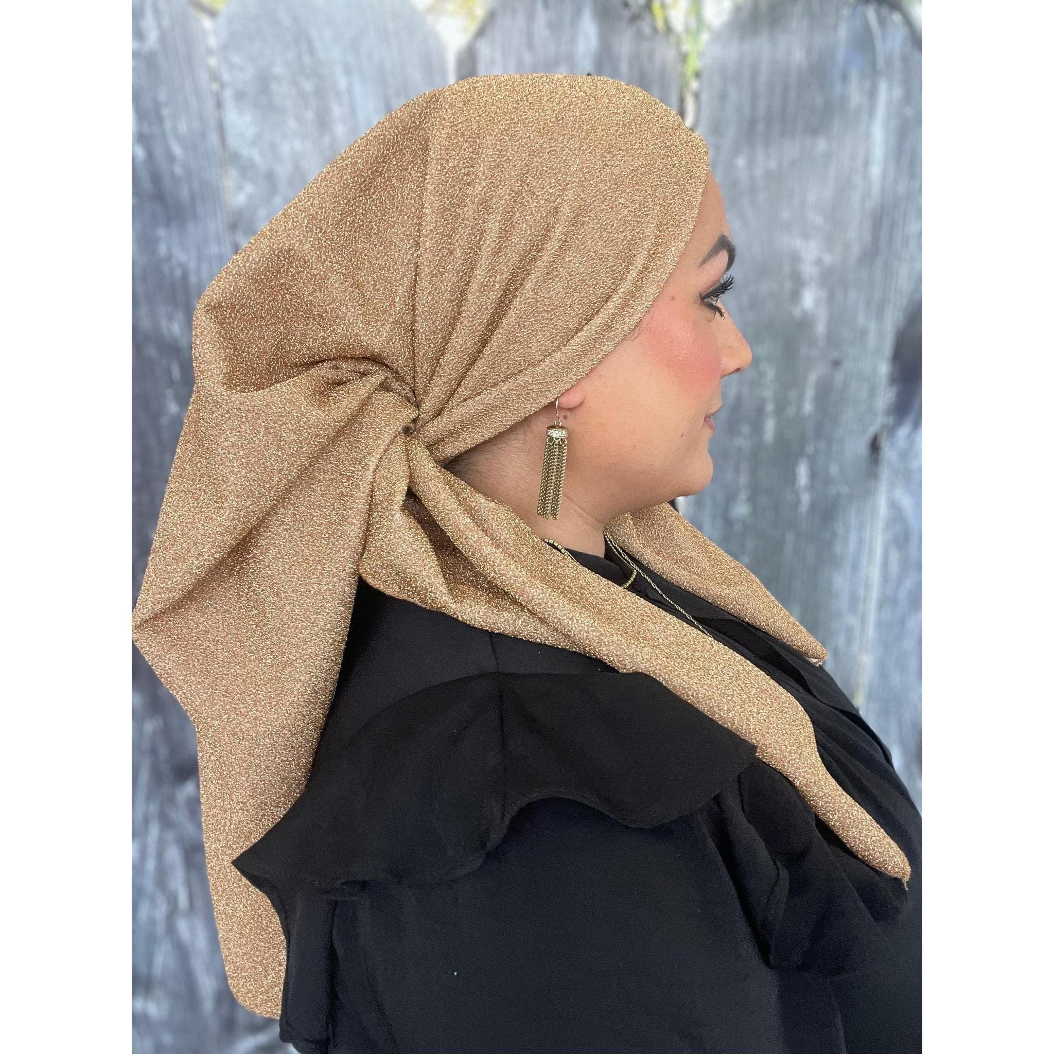 Elegant Stretchy Shimmery Square - Gold-Squares-The Little Tichel Lady