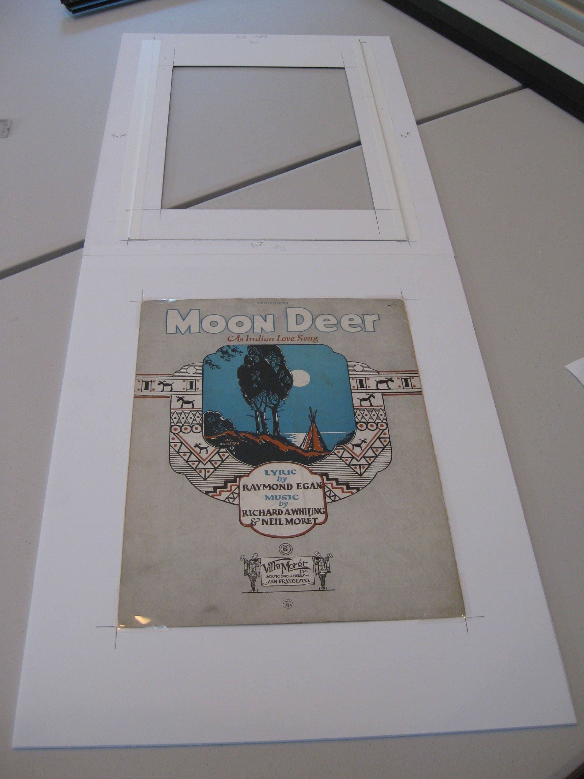 Moon Deer Sheet Music, 1925 Indian Love Song, Matted Wall Art - image 5