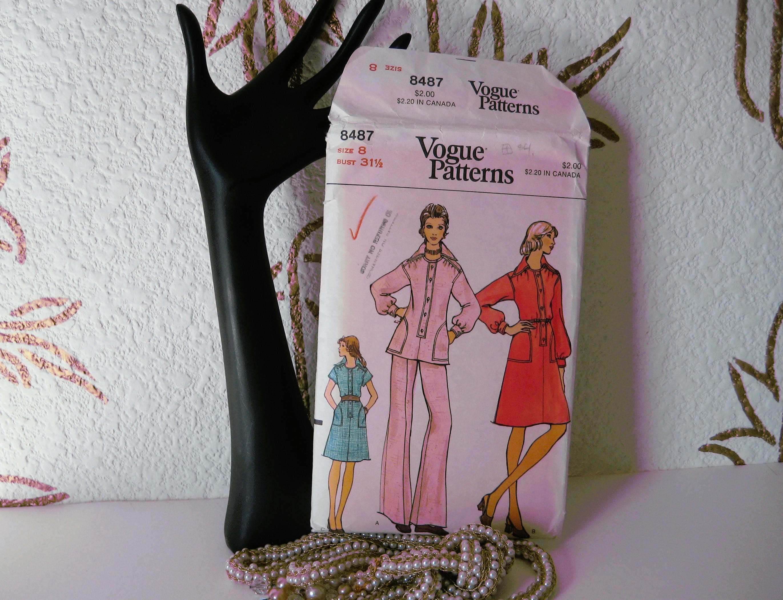 Vintage 1970s Vogue 8487 Sewing Pattern, Misses Size 8, Dress, Tunic & Pants