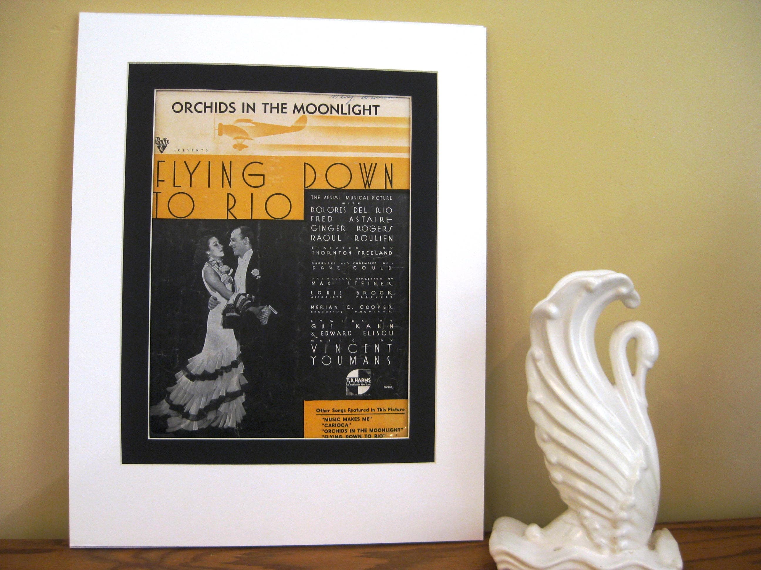 Vintage "Flying Down to Rio" Sheet Music, Fred Astaire, 1933 (Matted)