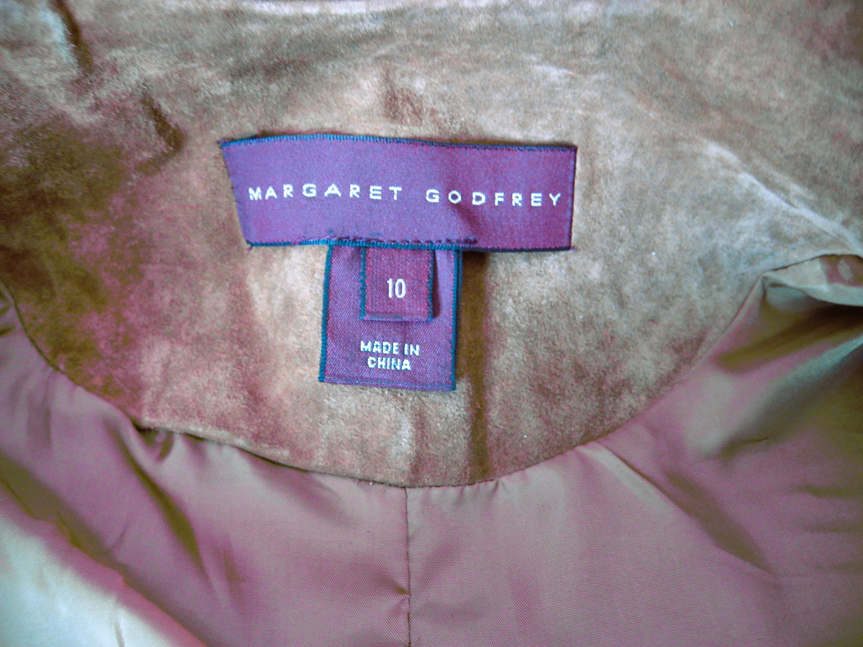 Coat, Suede Leather, Embroidered Detail, Margaret Godfrey, Size 10, Vintage - image 4