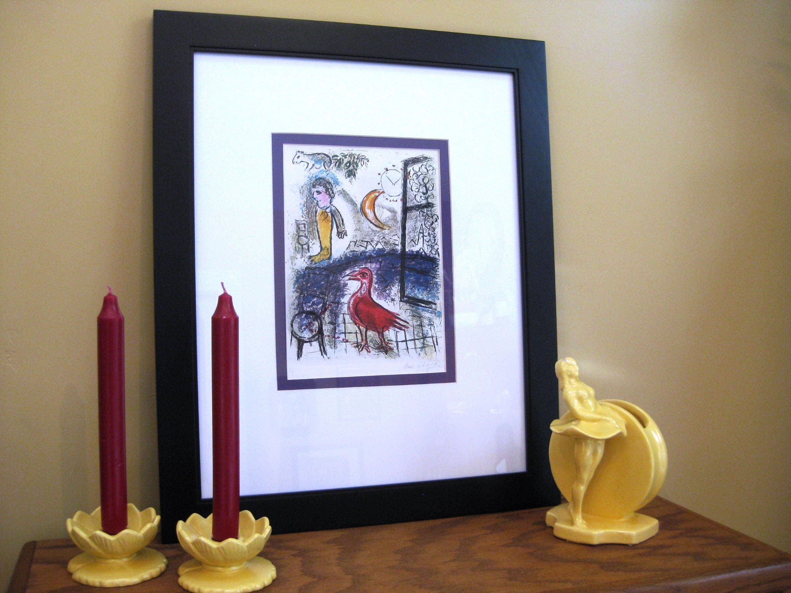 Marc Chagall "The Red Bird" Art Print, Double Matted Vintage Decor - image 5