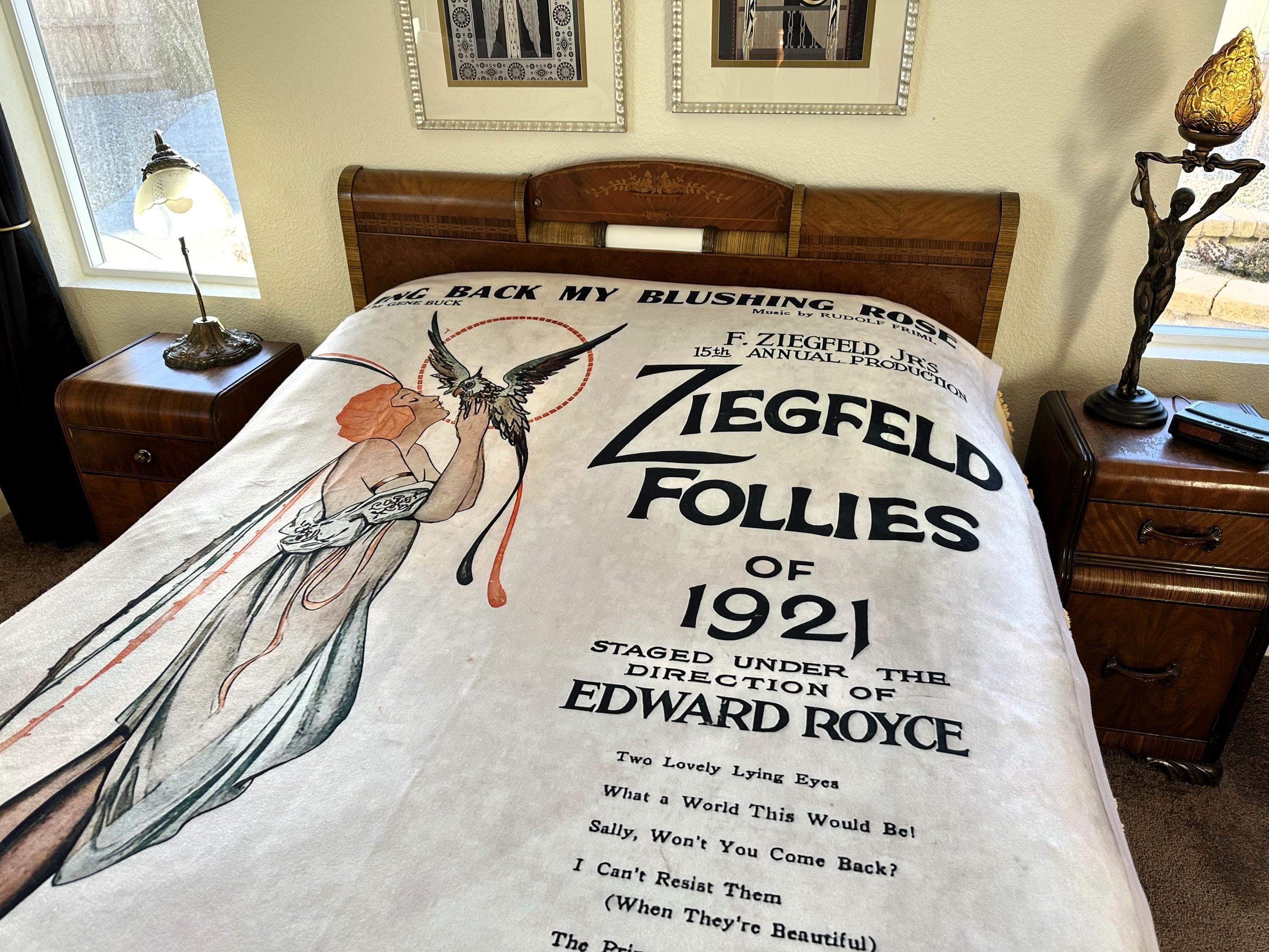Blanket Vintage Sheet Music Cover Graphic, Ziegfeld Follies of 1921, 81x 60 inches