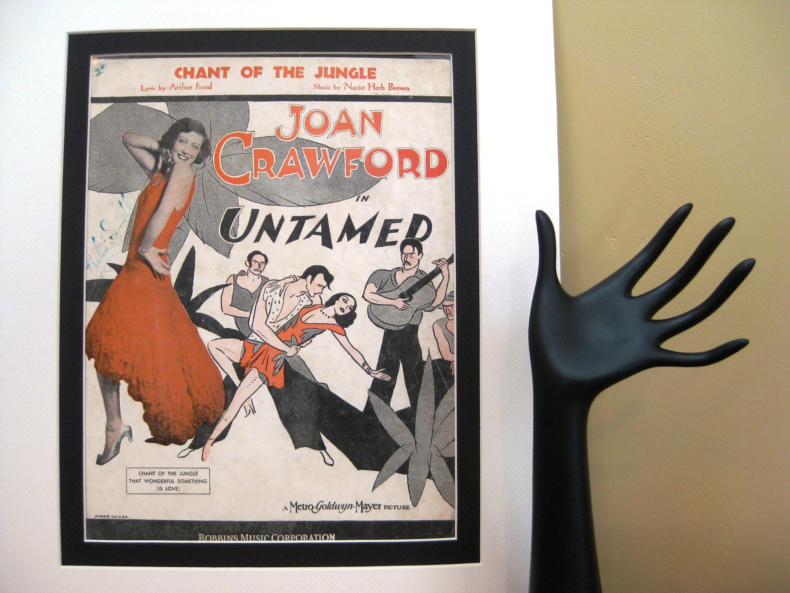 Vintage Joan Crawford Sheet Music, Chant of the Jungle, Matted 14x18