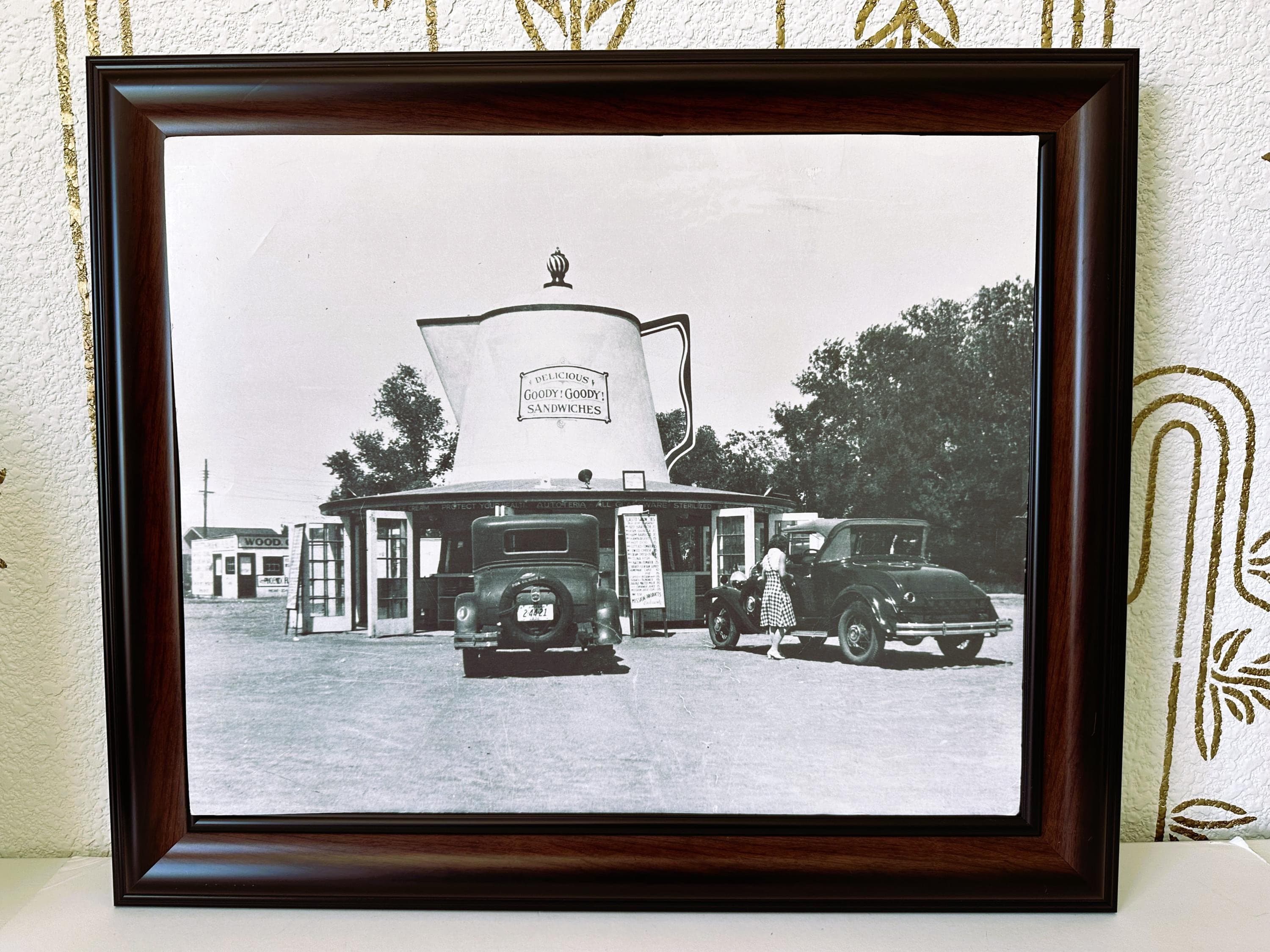 Vintage Roadside Diner Photo, Phoenix AZ, 1930s B&W Print