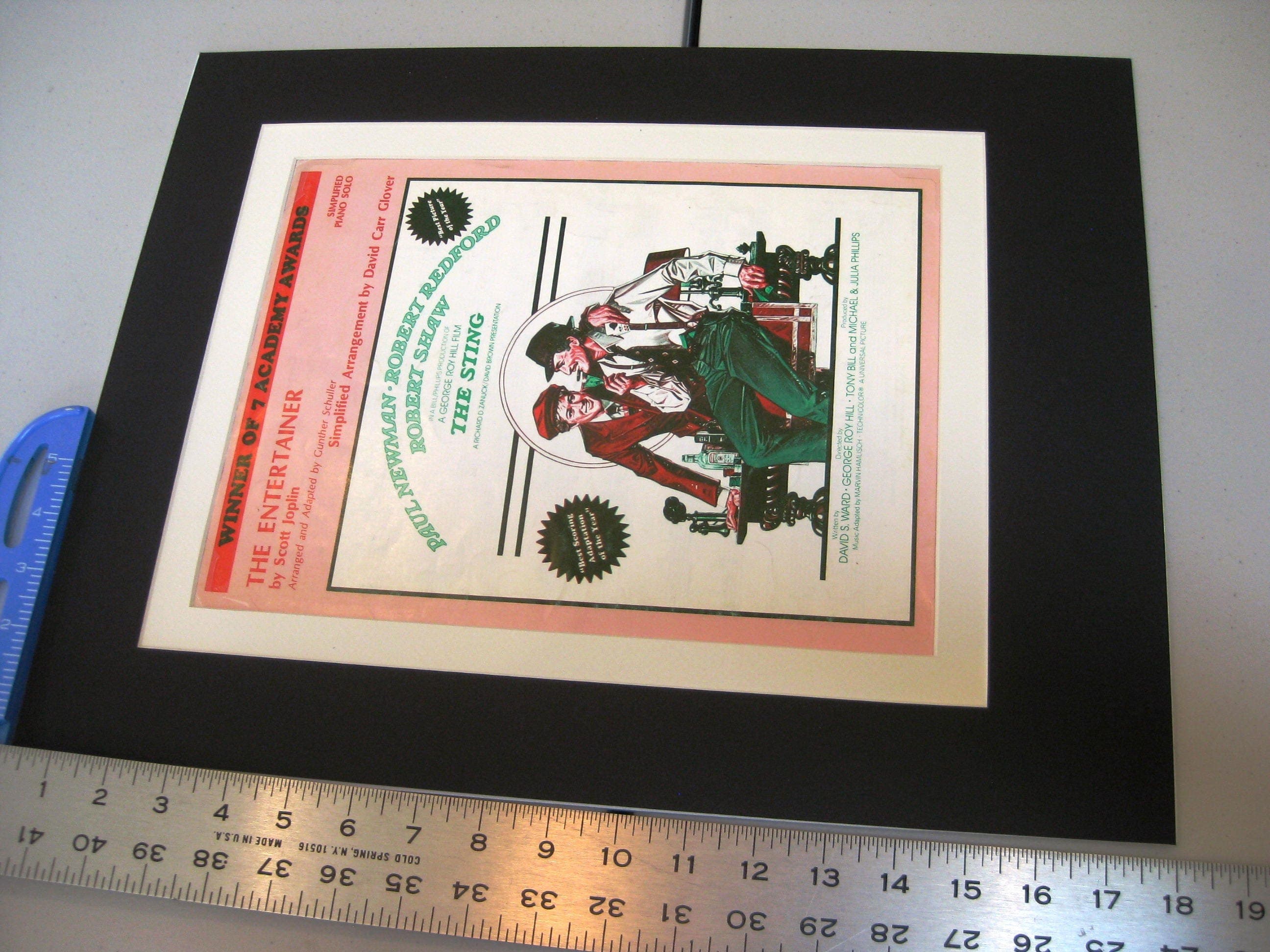 The Sting Sheet Music, Paul Newman & Robert Redford, Matted 14x18 - image 5