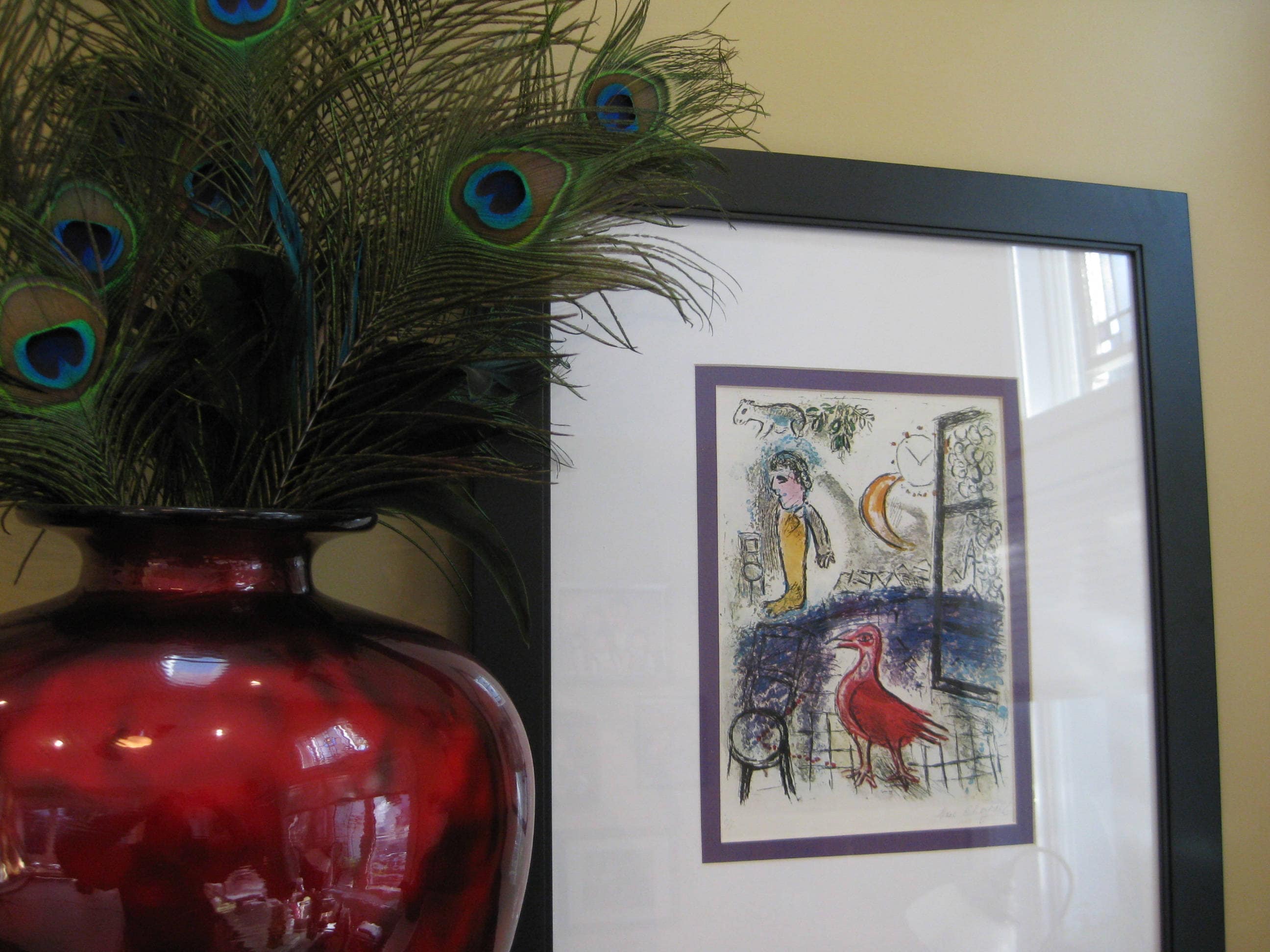 Marc Chagall "The Red Bird" Art Print, Double Matted Vintage Decor - image 4