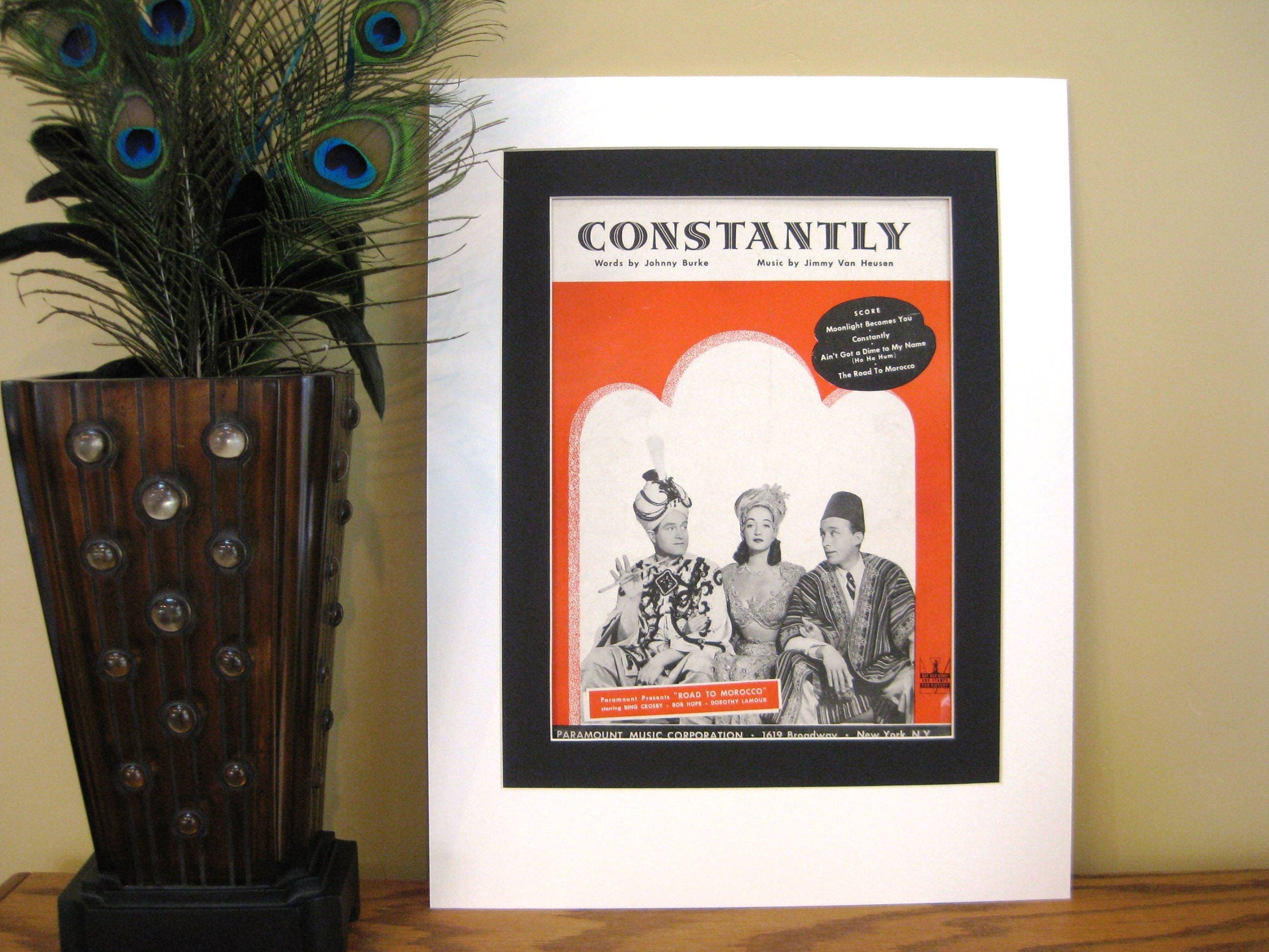 Vintage "Constantly" Sheet Music, Road to Morocco, Matted 14x18 - image 3