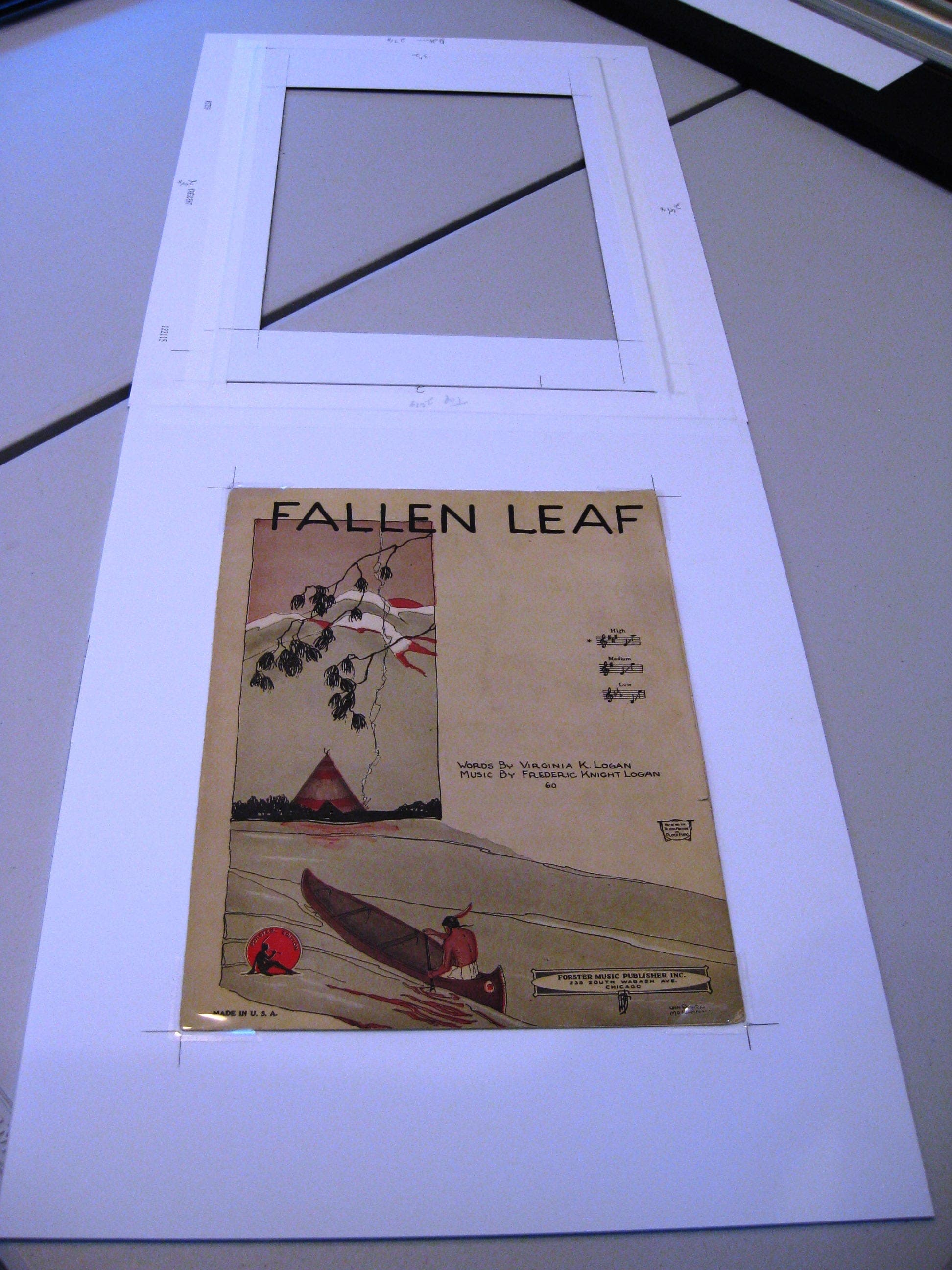 Vintage 'Fallen Leaf' Sheet Music, 1924, Matted Indian Art Print - image 5