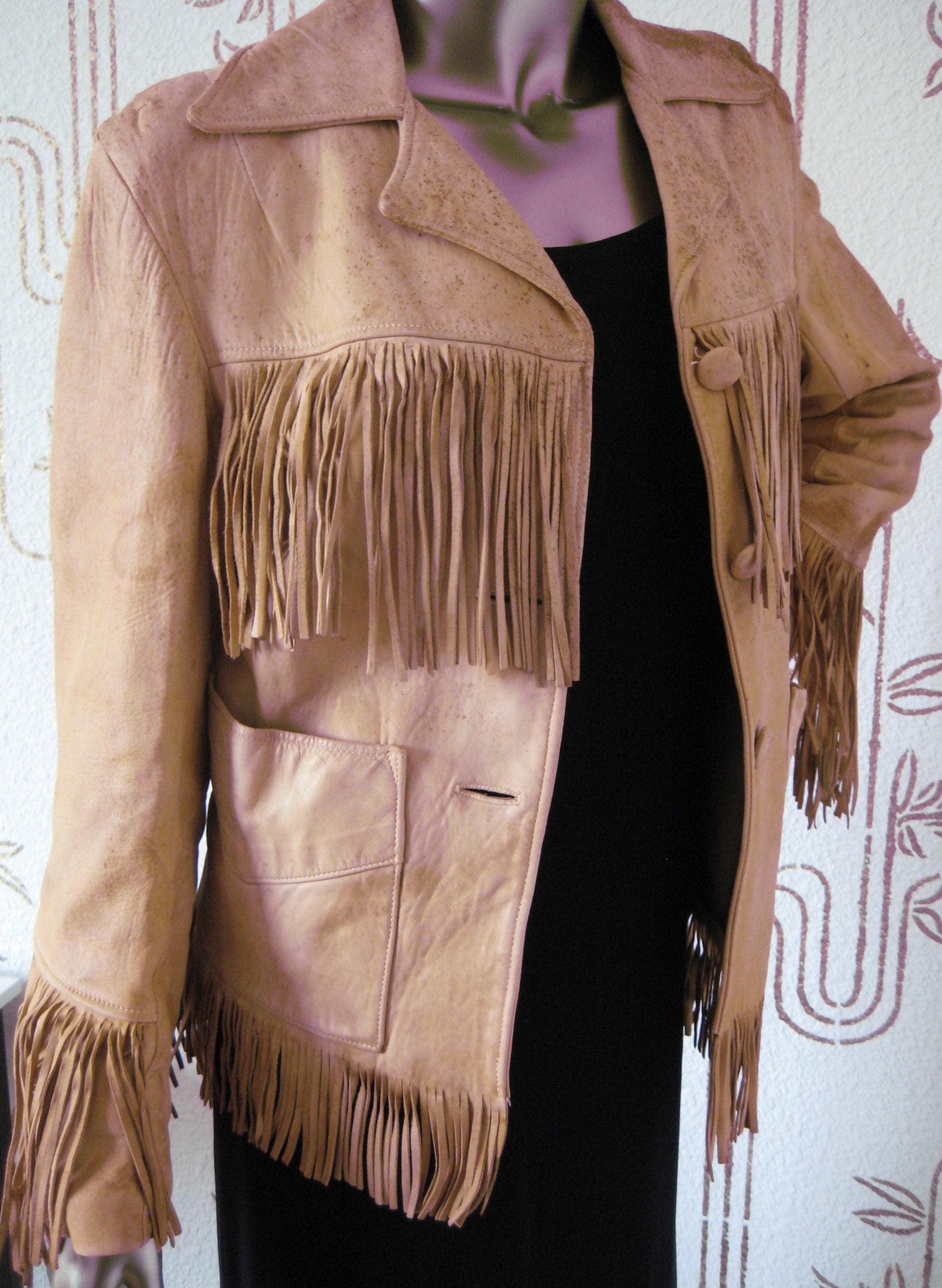 Fringed Leather Jacket, Western Cowboy Style, STRATASPHERE Denver, Vintage Boho Design - image 4