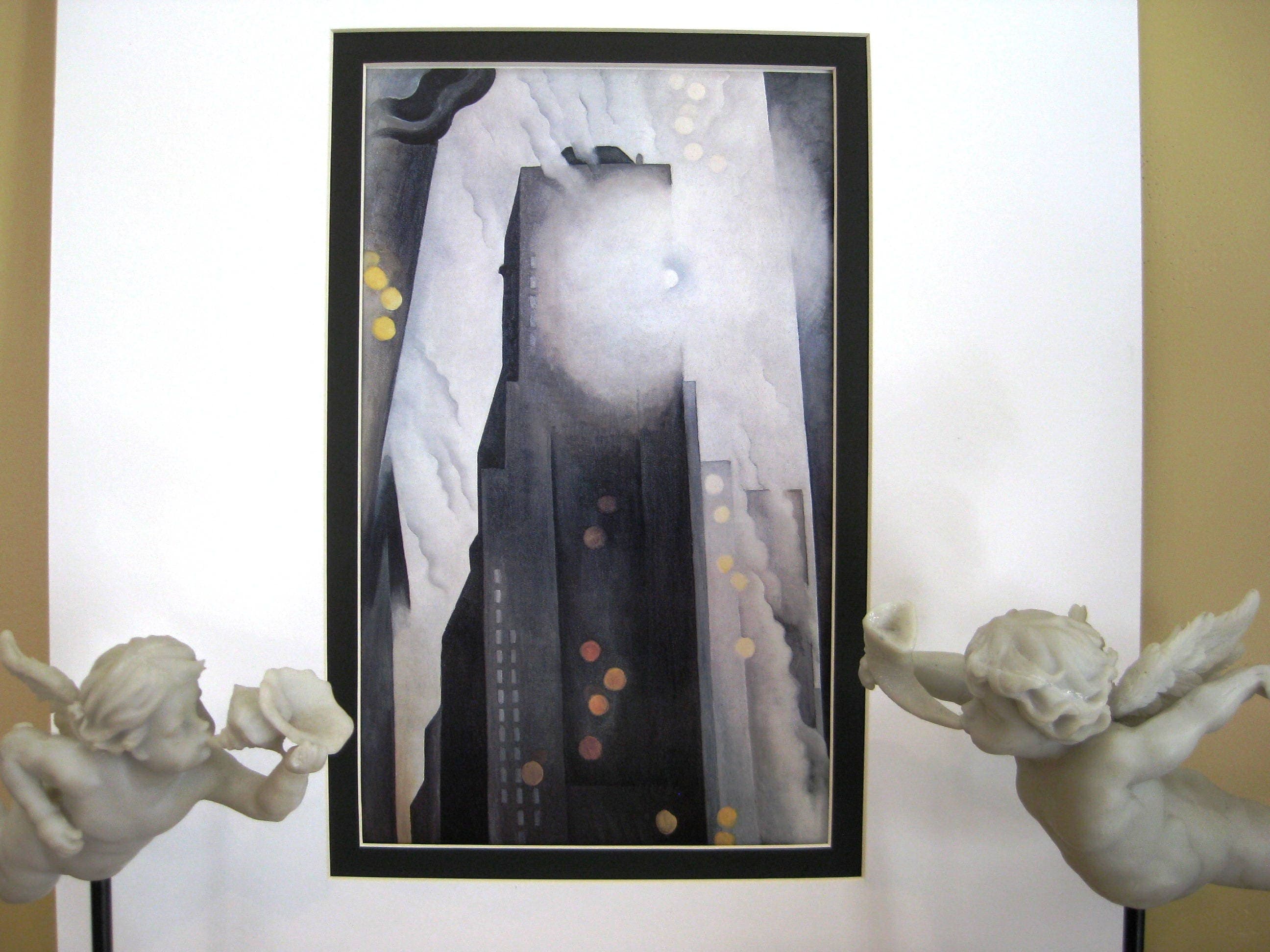 Georgia O'Keeffe NYC Print, "The Shelton with Sunspots", Matted Vintage Art