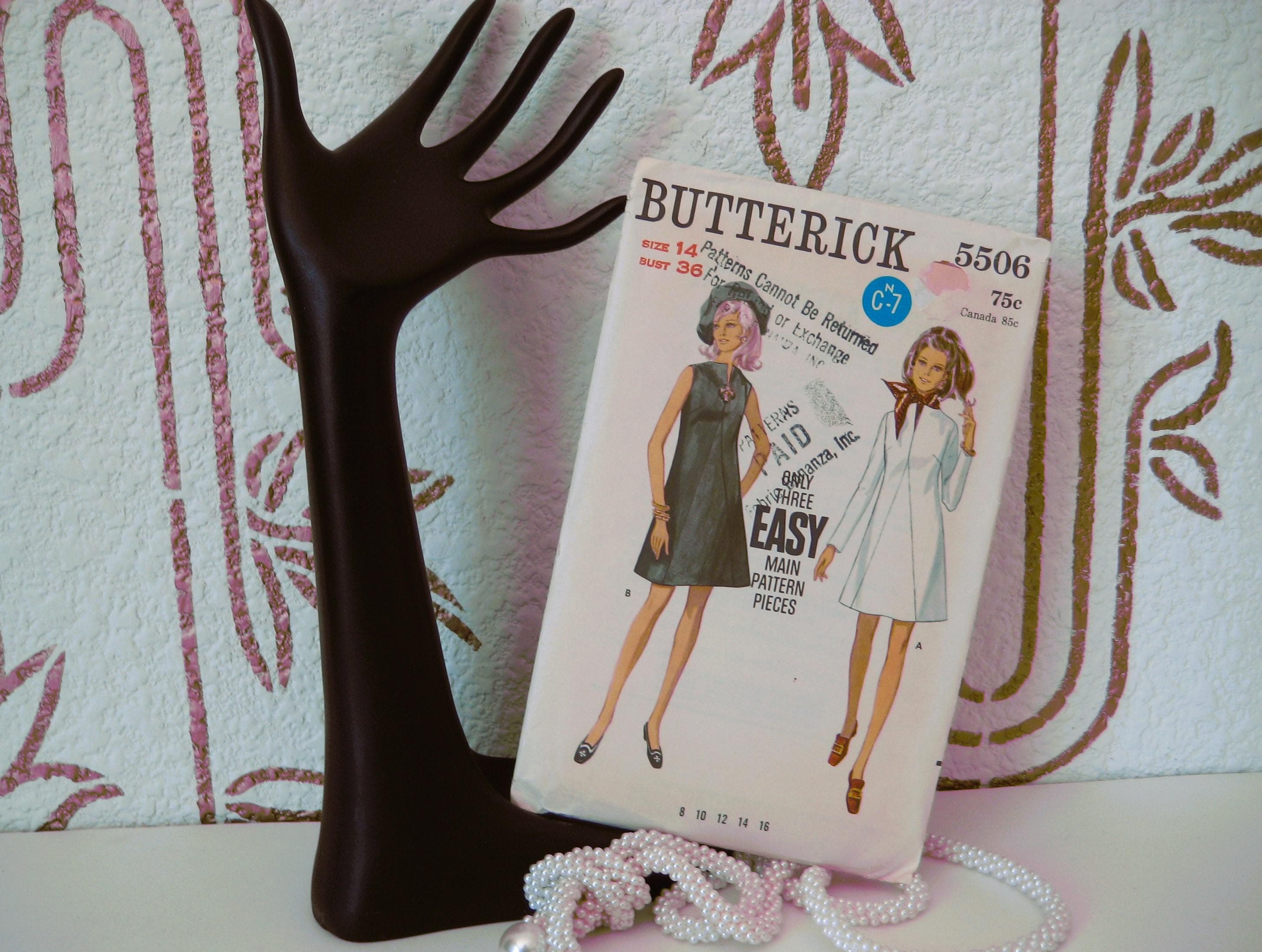 Uncut Butterick 5506 Sewing Pattern, 1960s A-Line Dress, Size 14