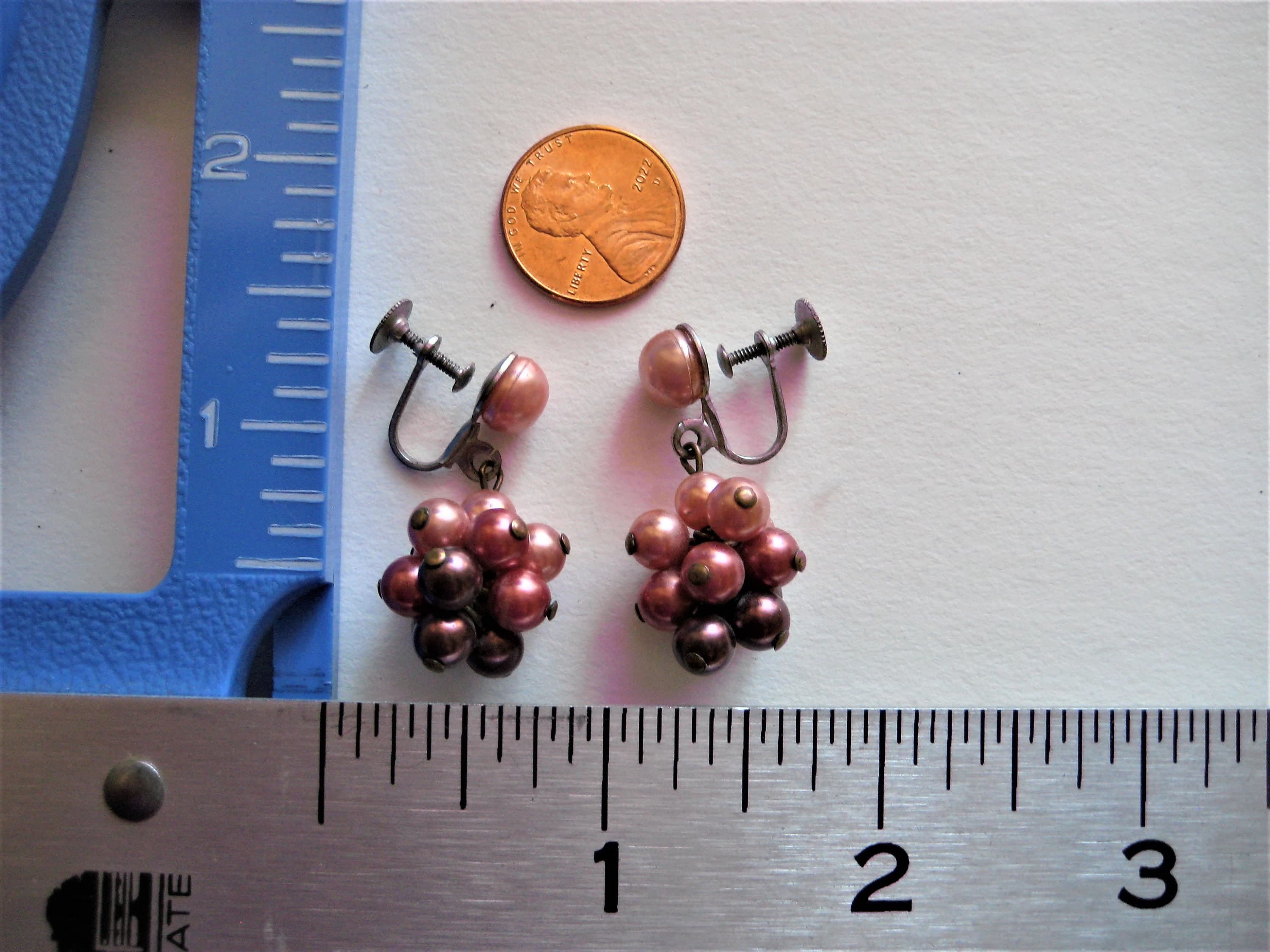Earrings, Screw-Back Style, Faux Pearl Clusters, Silver Tone, Vintage - image 3