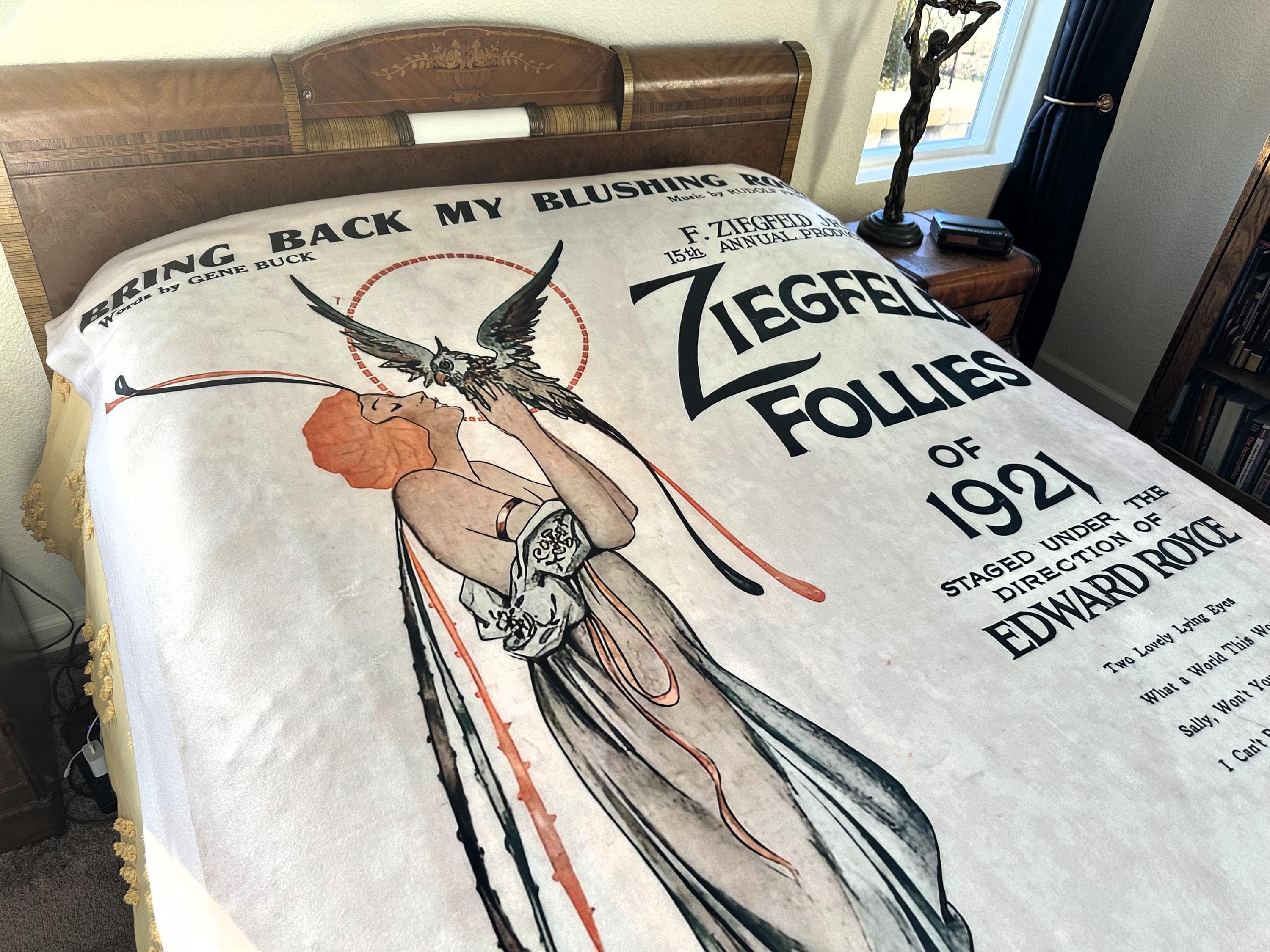 Blanket Vintage Sheet Music Cover Graphic, Ziegfeld Follies of 1921, 81x 60 inches - image 3