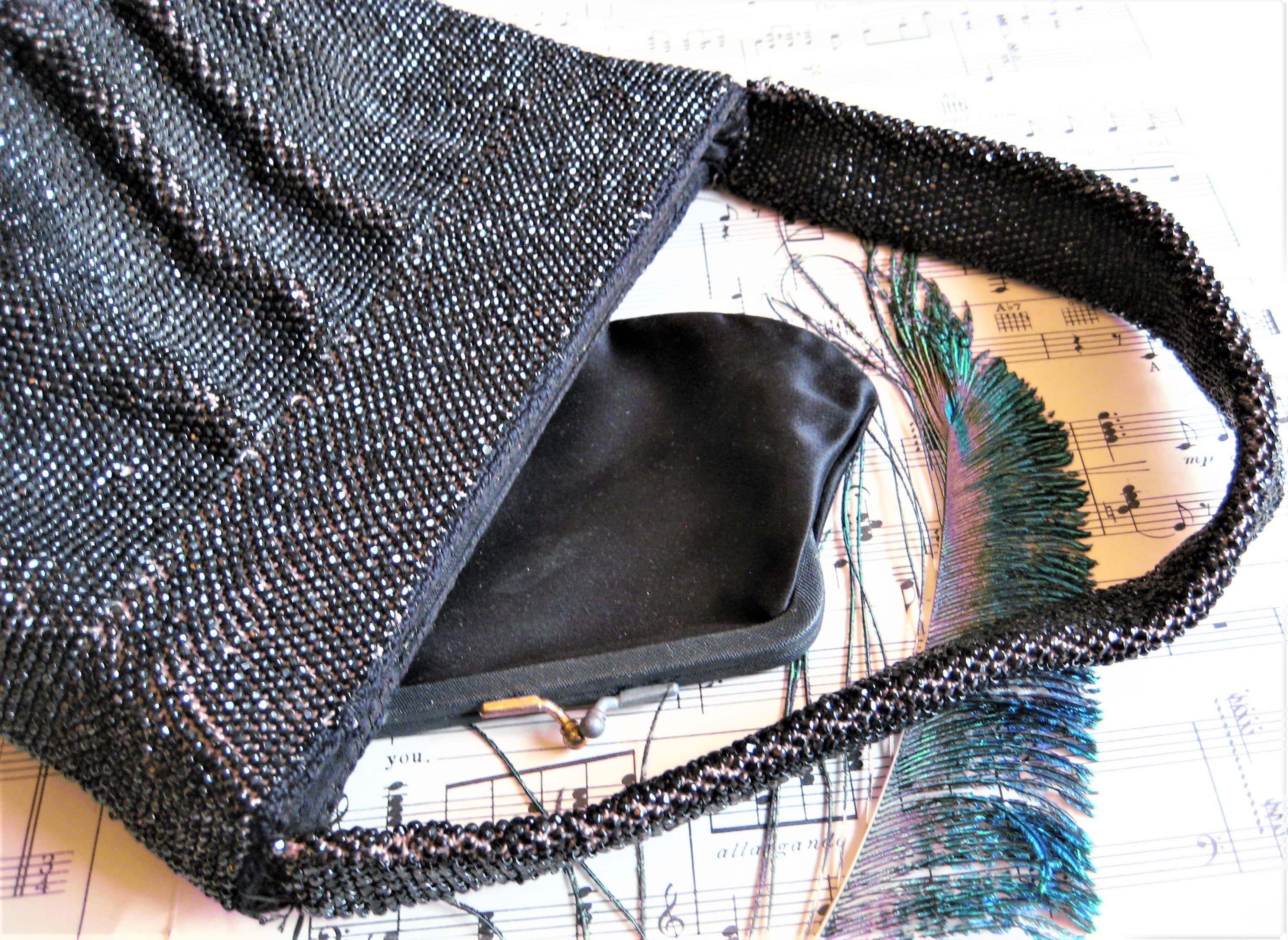 Beaded Evening Bag, Carnival Glass, Hinged Frame, Dance Purse, Vintage - image 5