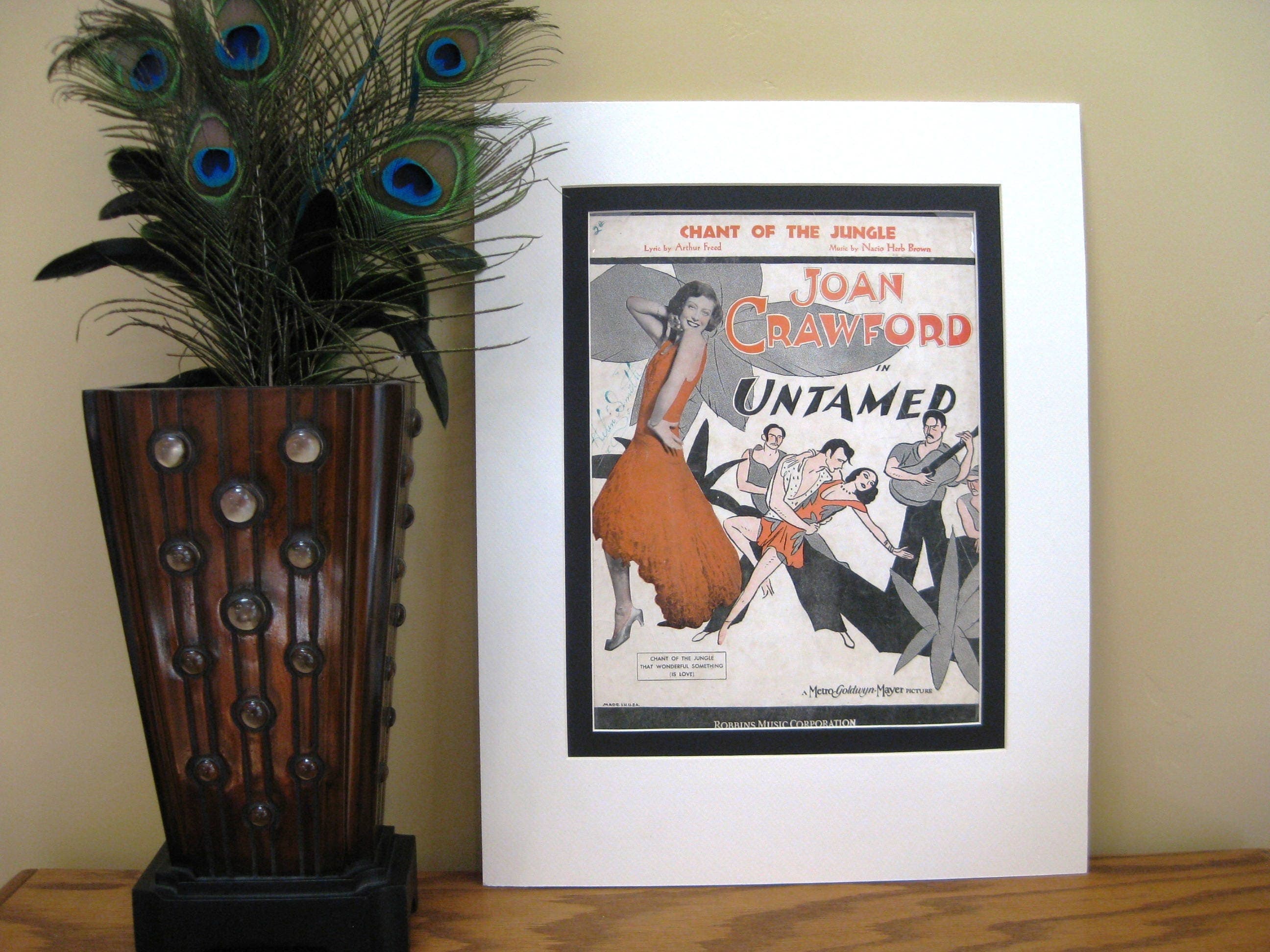 Vintage Joan Crawford Sheet Music, Chant of the Jungle, Matted 14x18 - image 3