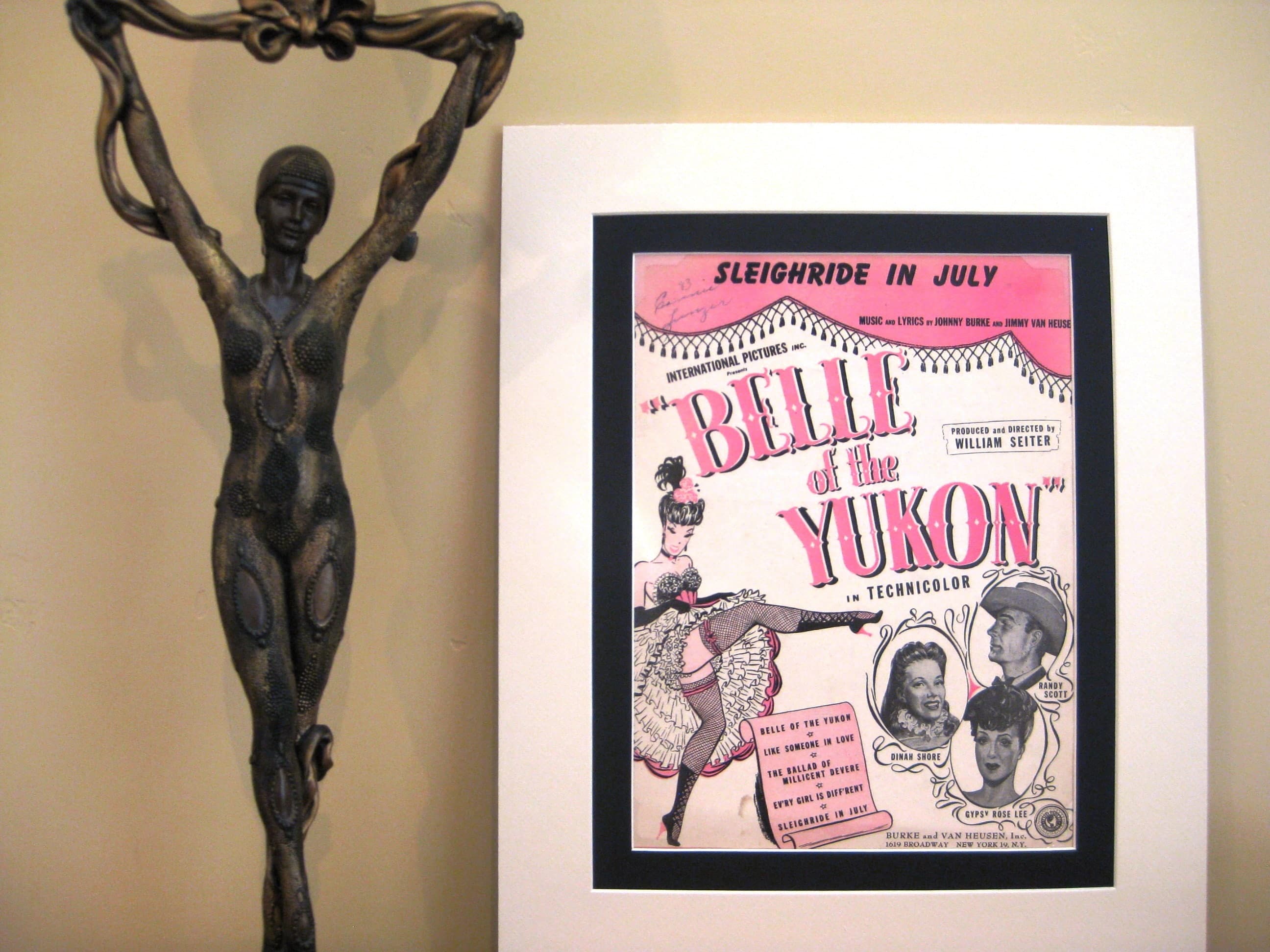 Vintage Belle of the Yukon Sheet Music, 1944, Matted Wall Art