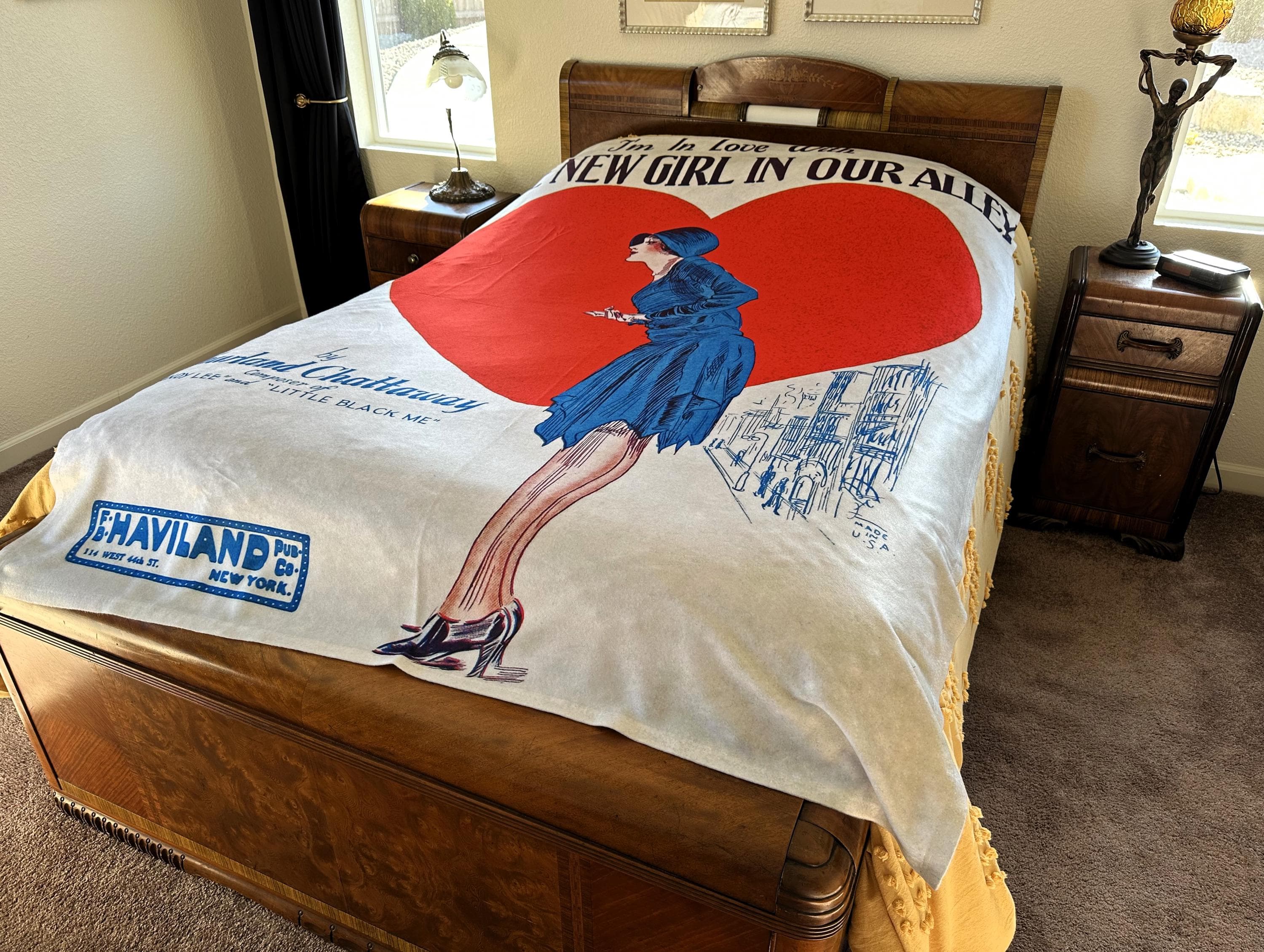 Blanket Vintage Sheet Music Graphic, “I’m in Love With The New Girl In Our Alley”