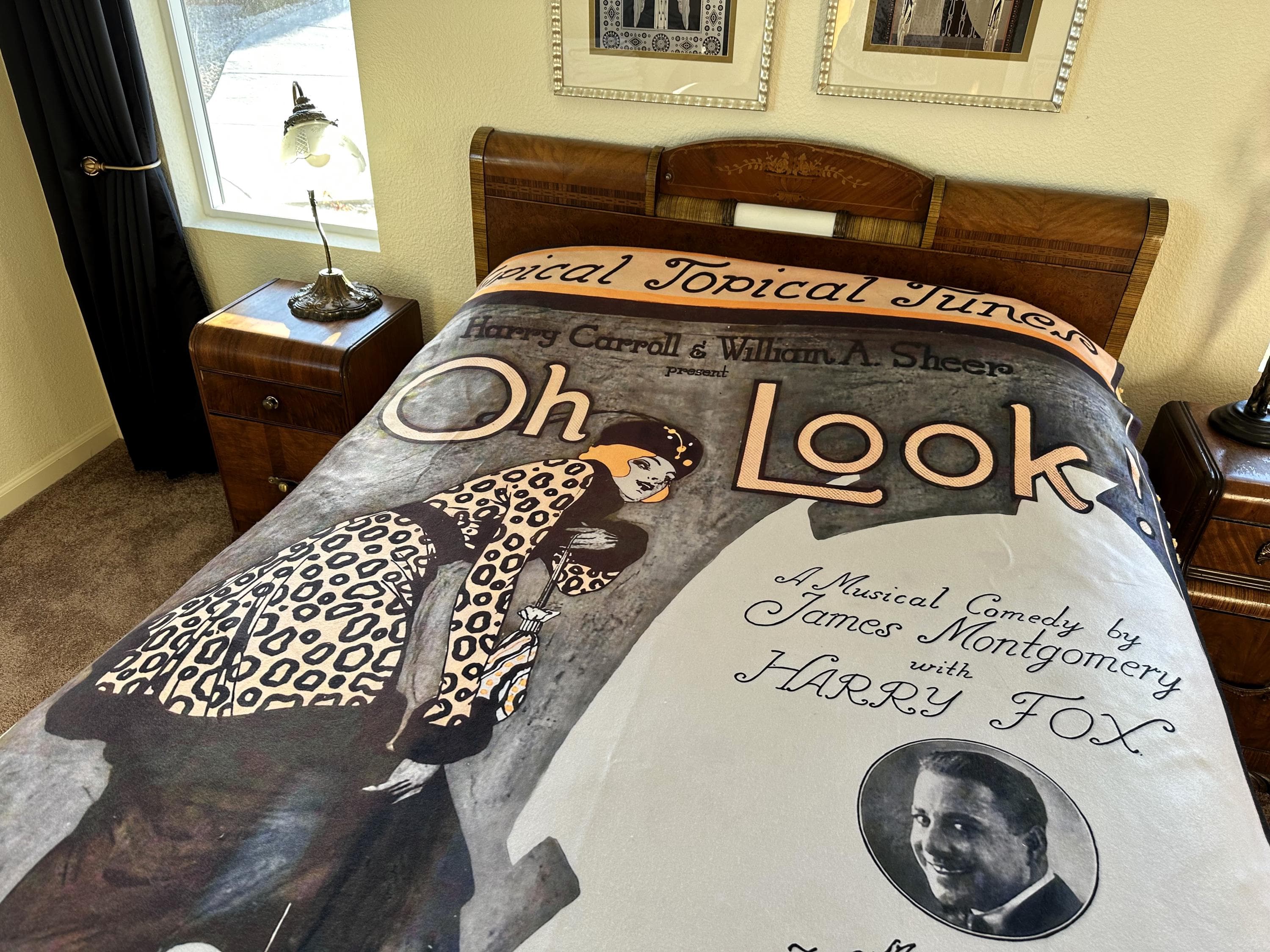 Blanket Vintage Sheet Music Cover Graphic, “Oh Look!” 81 x 60 Inches
