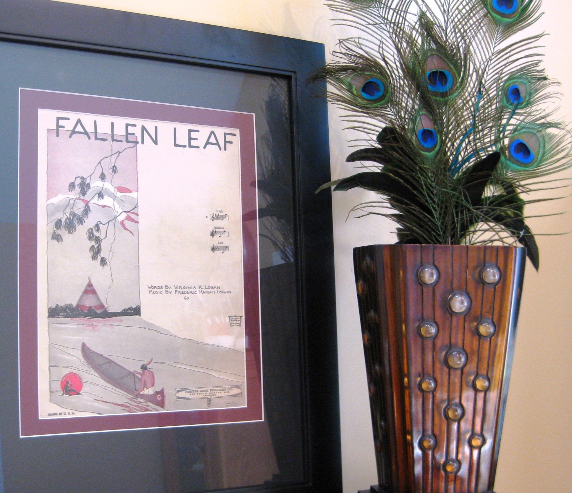 Vintage 'Fallen Leaf' Sheet Music, 1924, Matted Indian Art Print - image 3