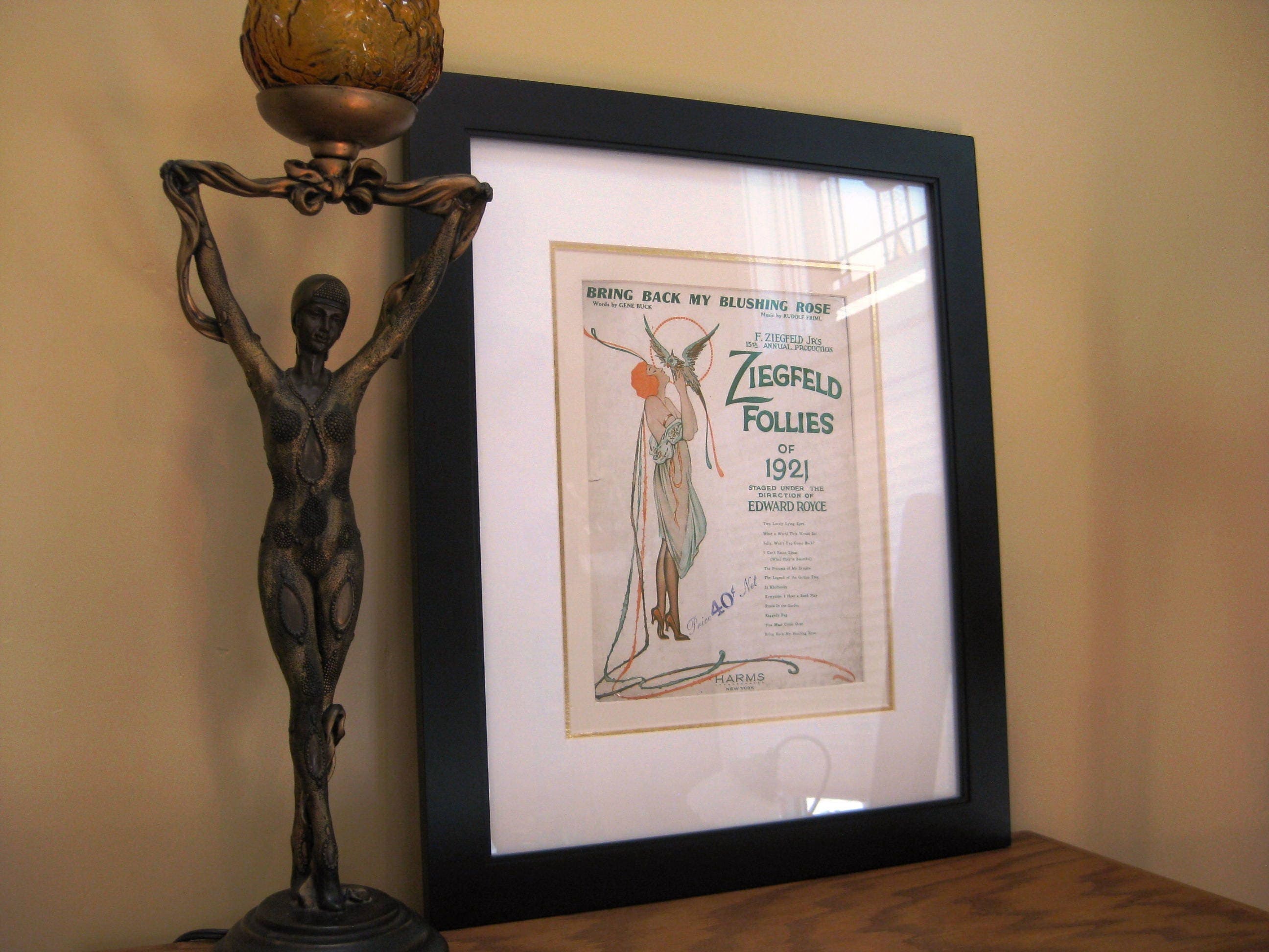 Vintage 1921 Ziegfeld Follies Sheet Music, Matted Art Deco Print - image 5