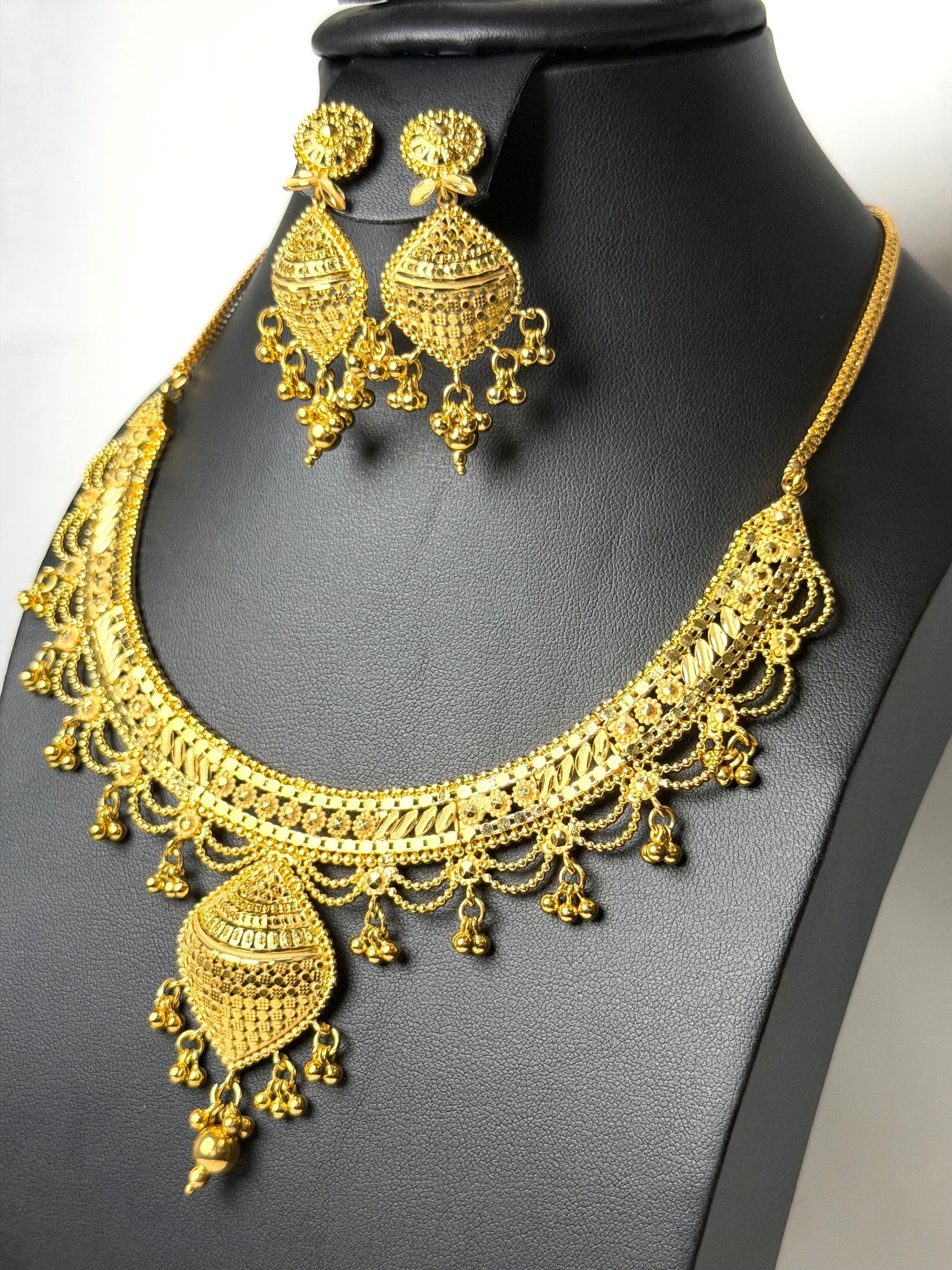 24k gold plated short necklace set - image 3