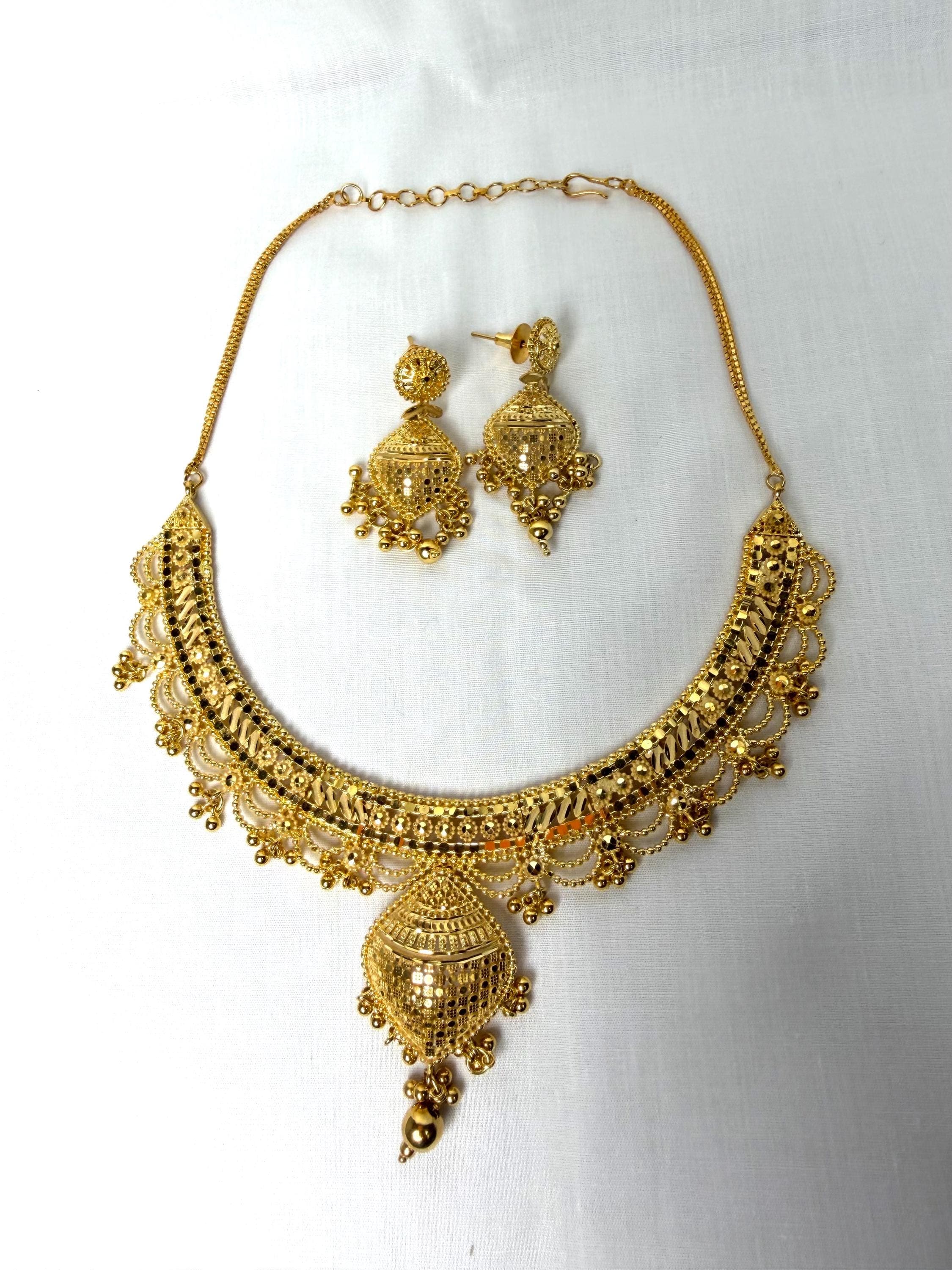 24k gold plated short necklace set - image 5
