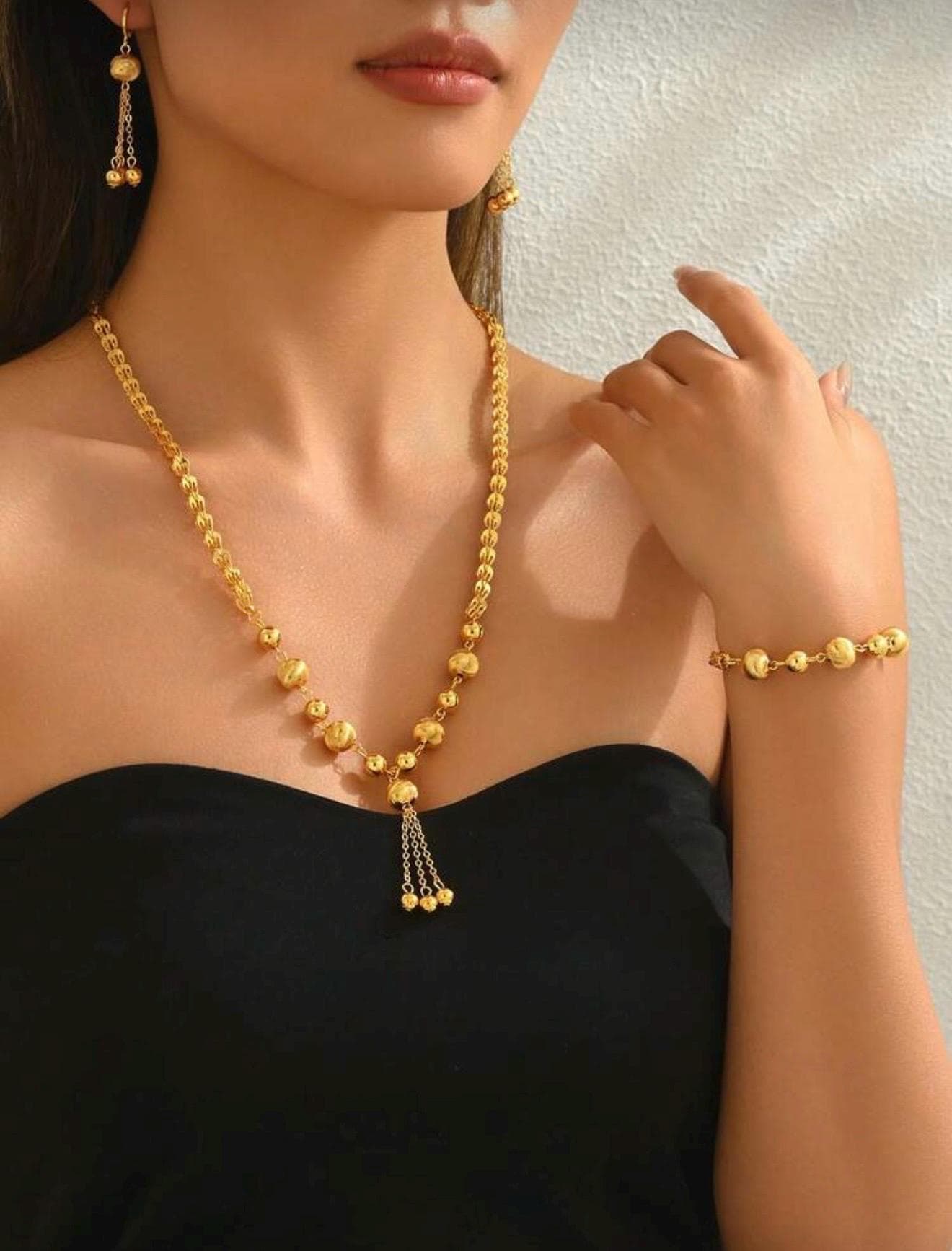 4pcs/set vintage minimalist beaded tassel necklace set - image 4