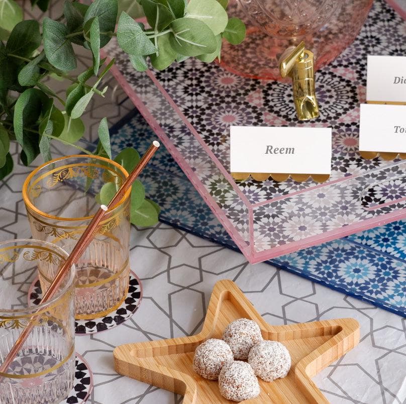 Marrakech Acrylic Coaster - Pink & Grey