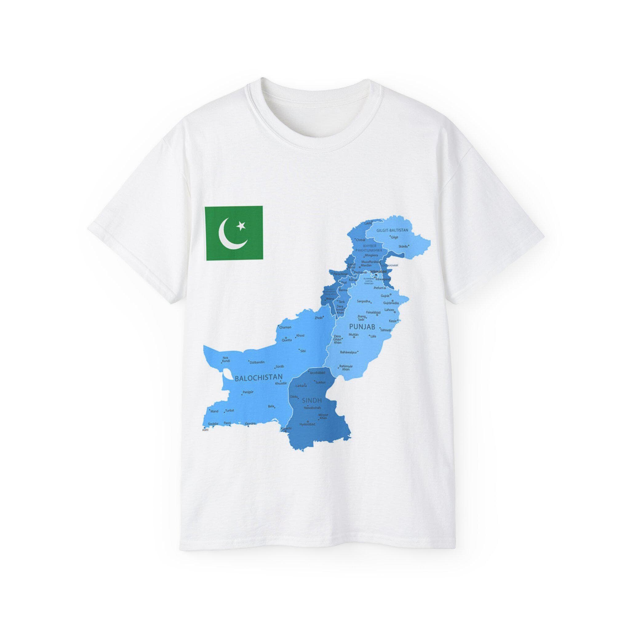Pakistan Map Tee | Unisex Cotton T-Shirt, Gift for Travelers, Geography Lovers, Casual Wear, Travel Souvenir, Heritage Pride