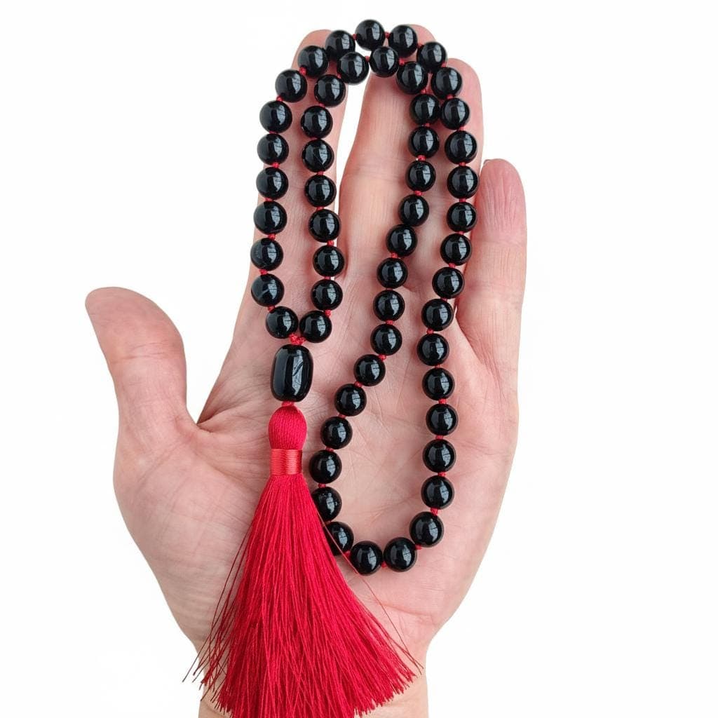 54 mala beads Black onyx prayer beads for men Hand knotted mala beads - image 3