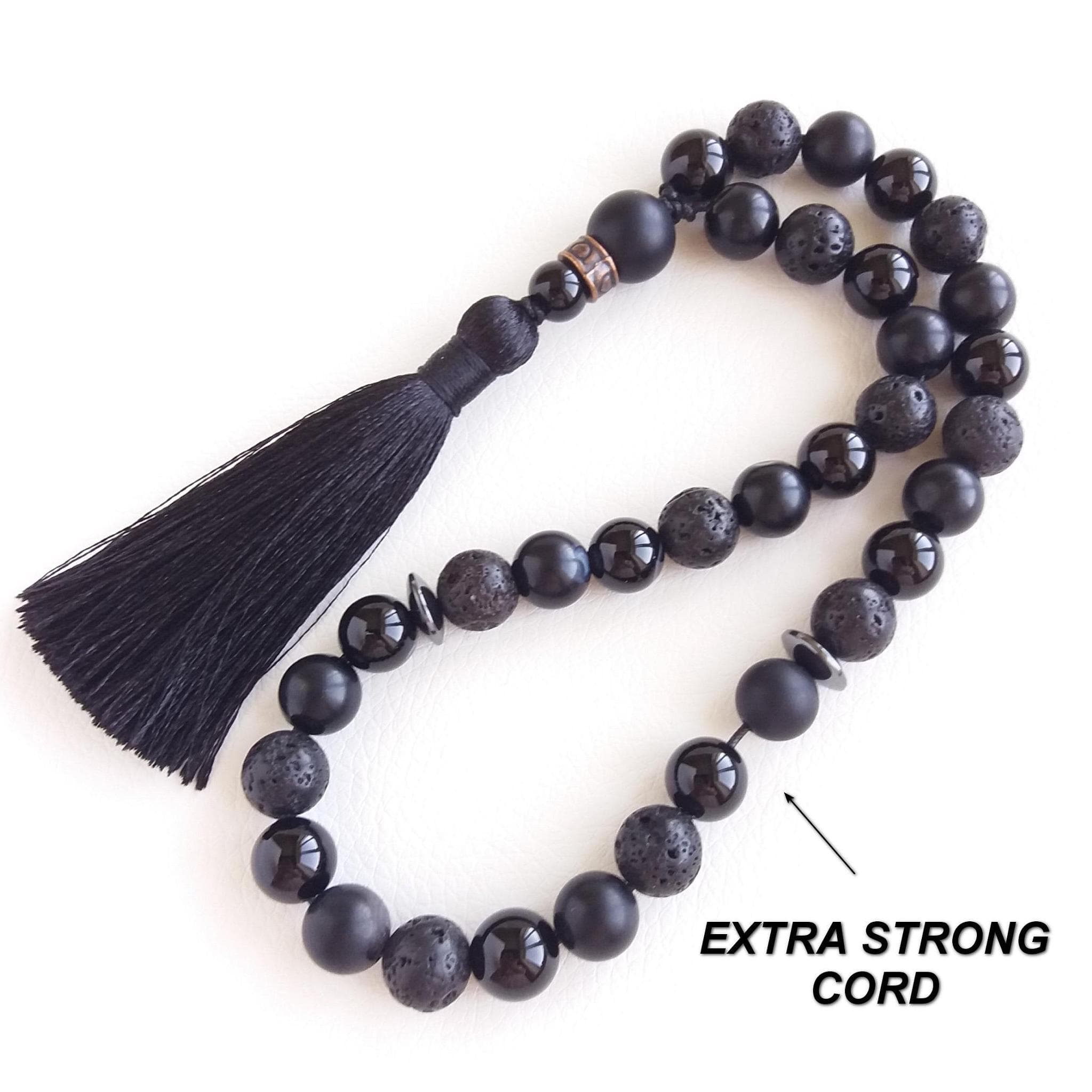 Black tasbih 33 Muslim prayer beads Worry beads Islamic tasbeeh Misbaha Subha Meditation 10mm Gemstone Agate Onyx Lava gift